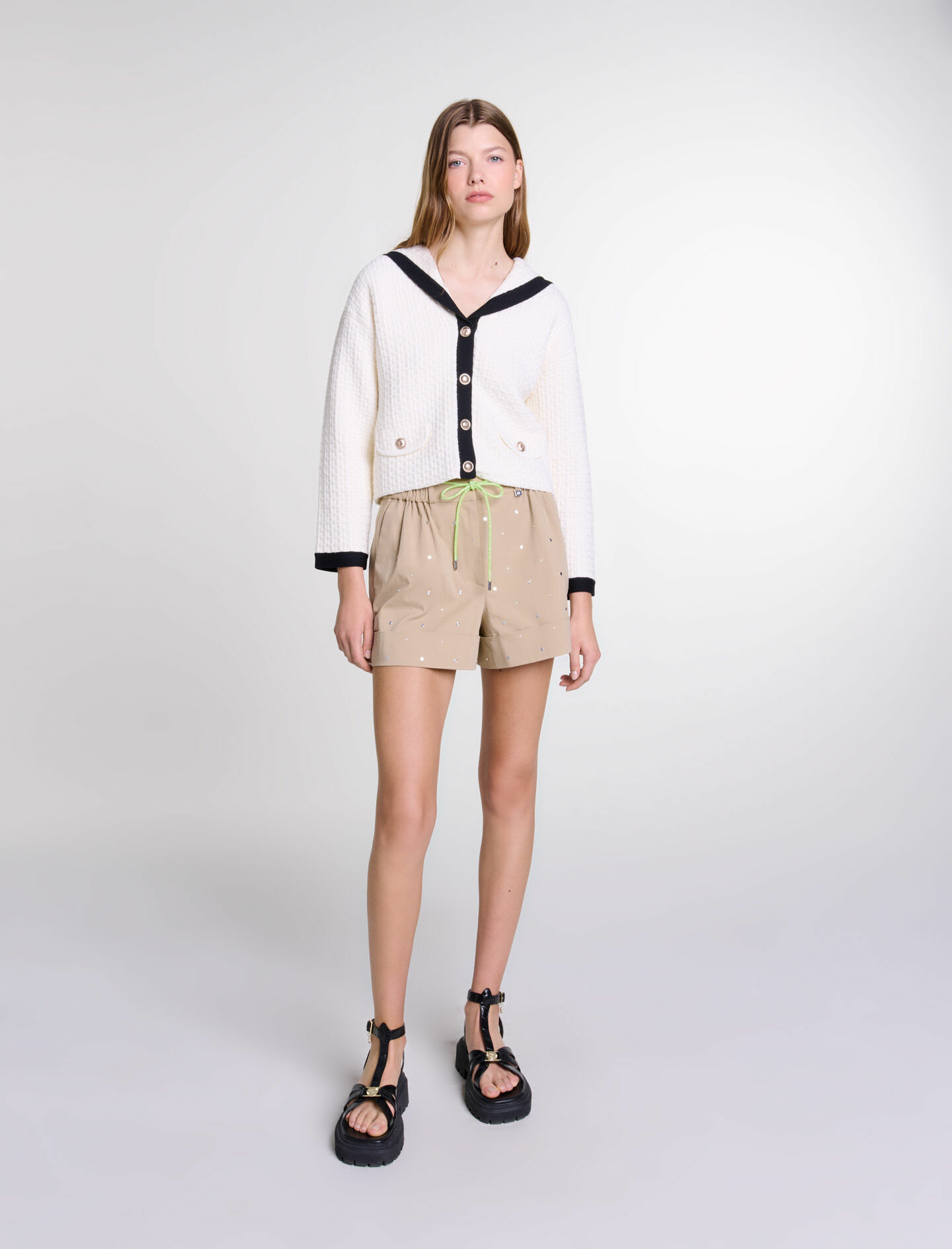 Cardigan contrasté à col