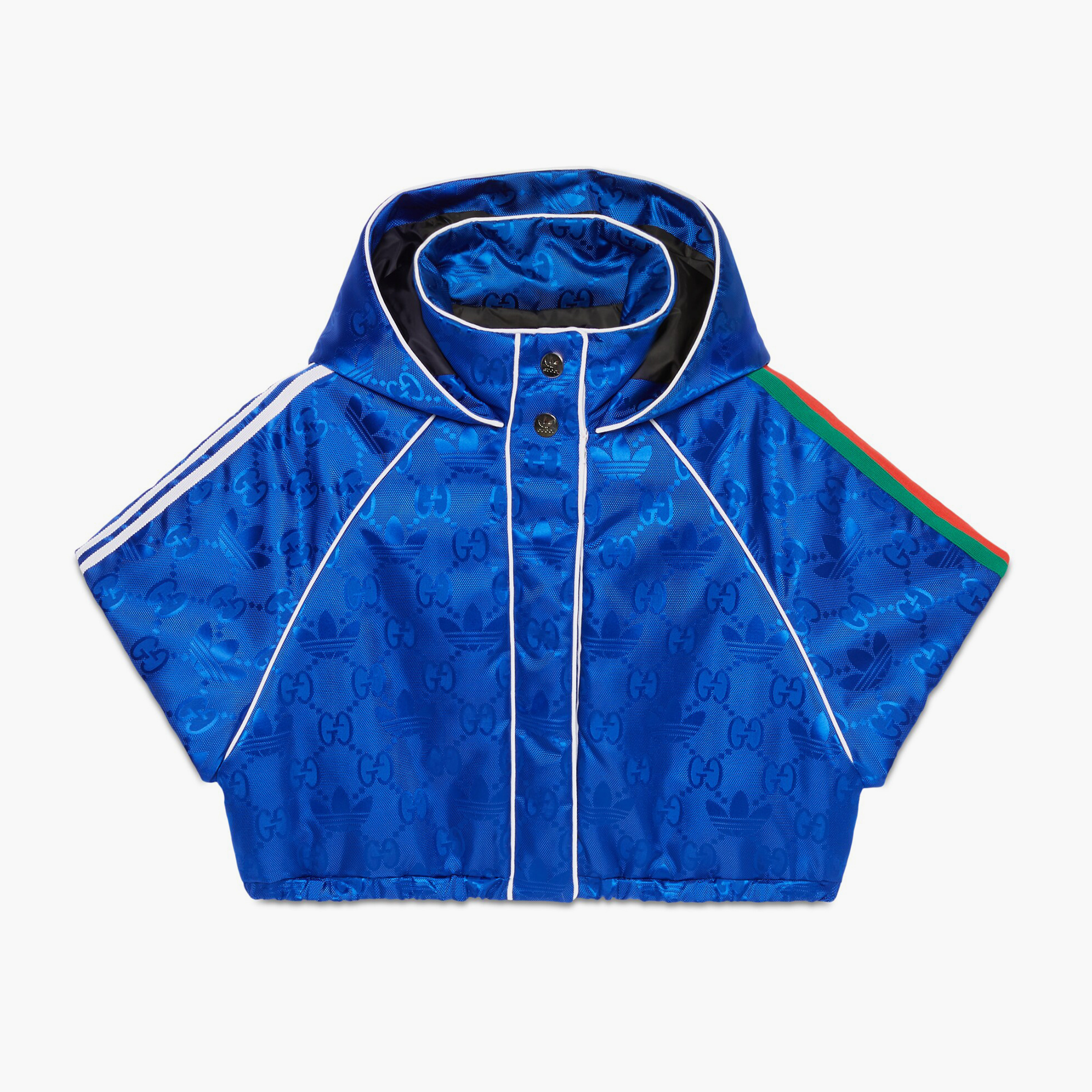Gucci Cropped Jacket - Trefoil Nylon - Bleu