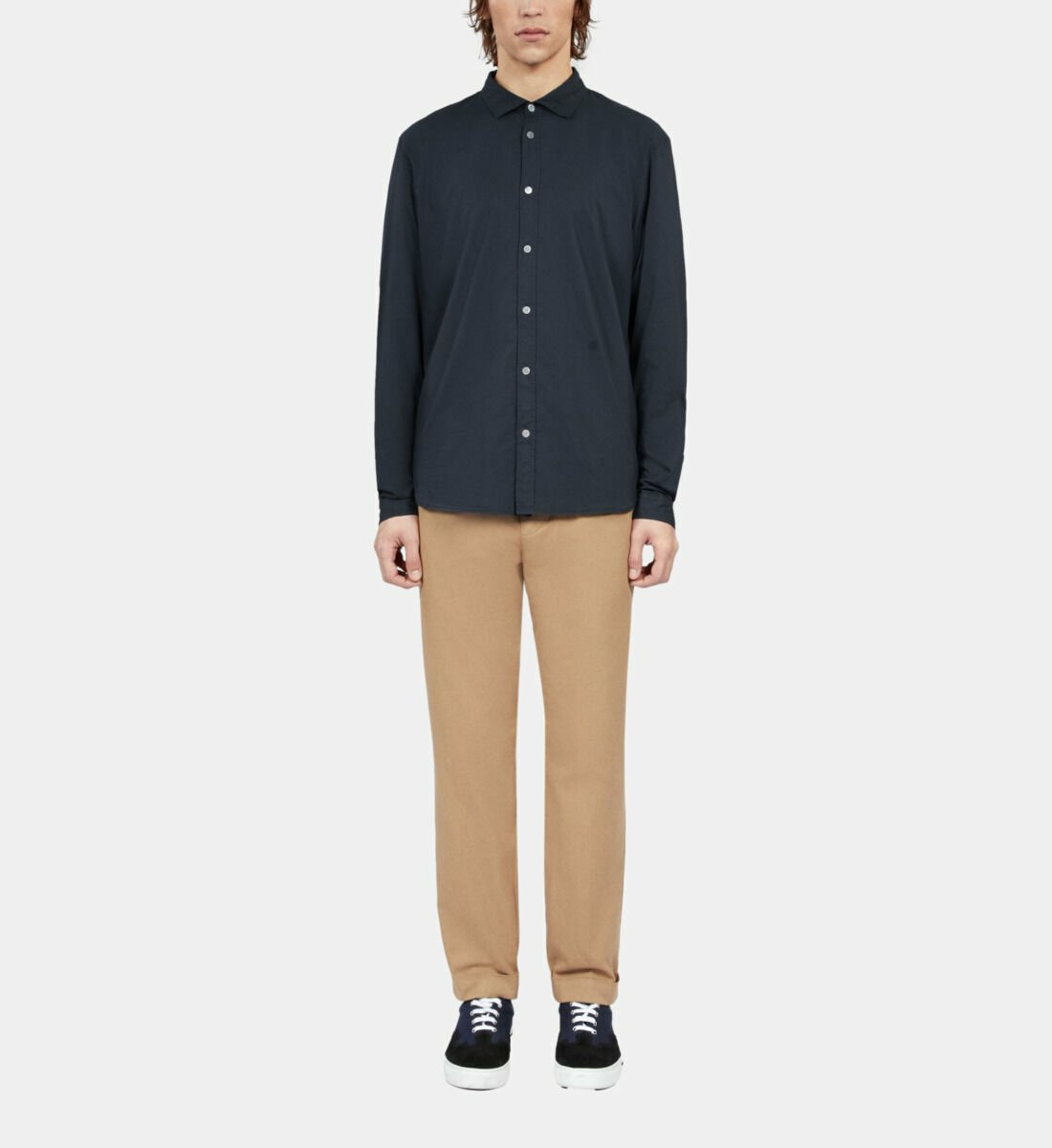 Chemise Bleu Marine En Voile De Coton Homme