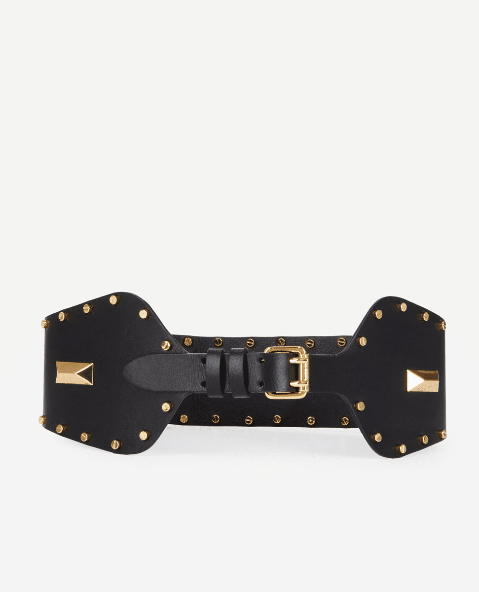 Large Ceinture Taille Haute Avec Rivets En Metal