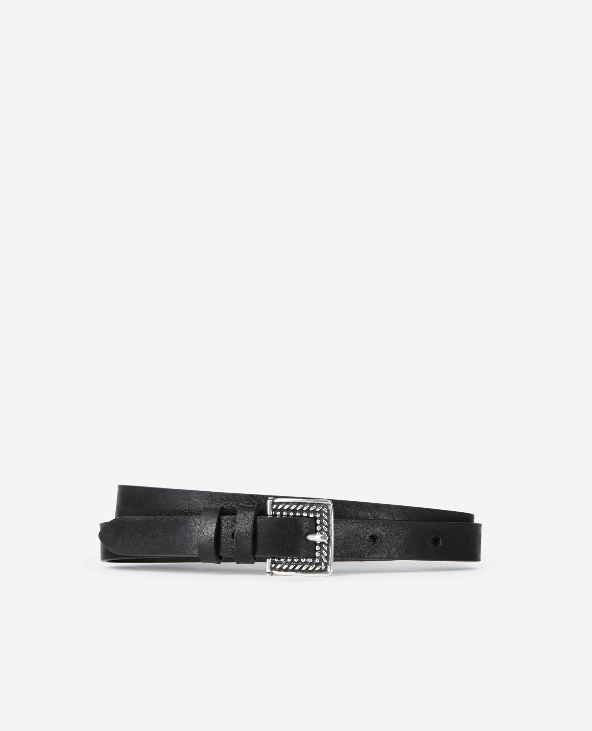 Ceinture Fine En Cuir Noir
