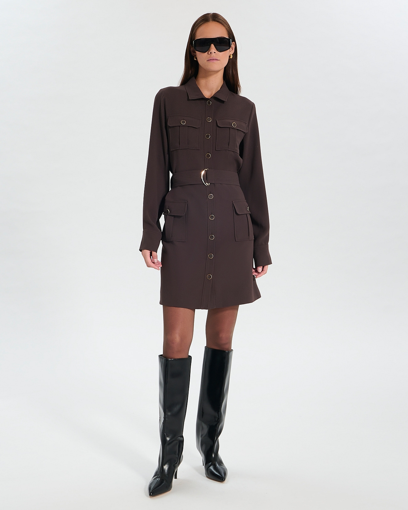 Robe Rever Chocolat en Polyester