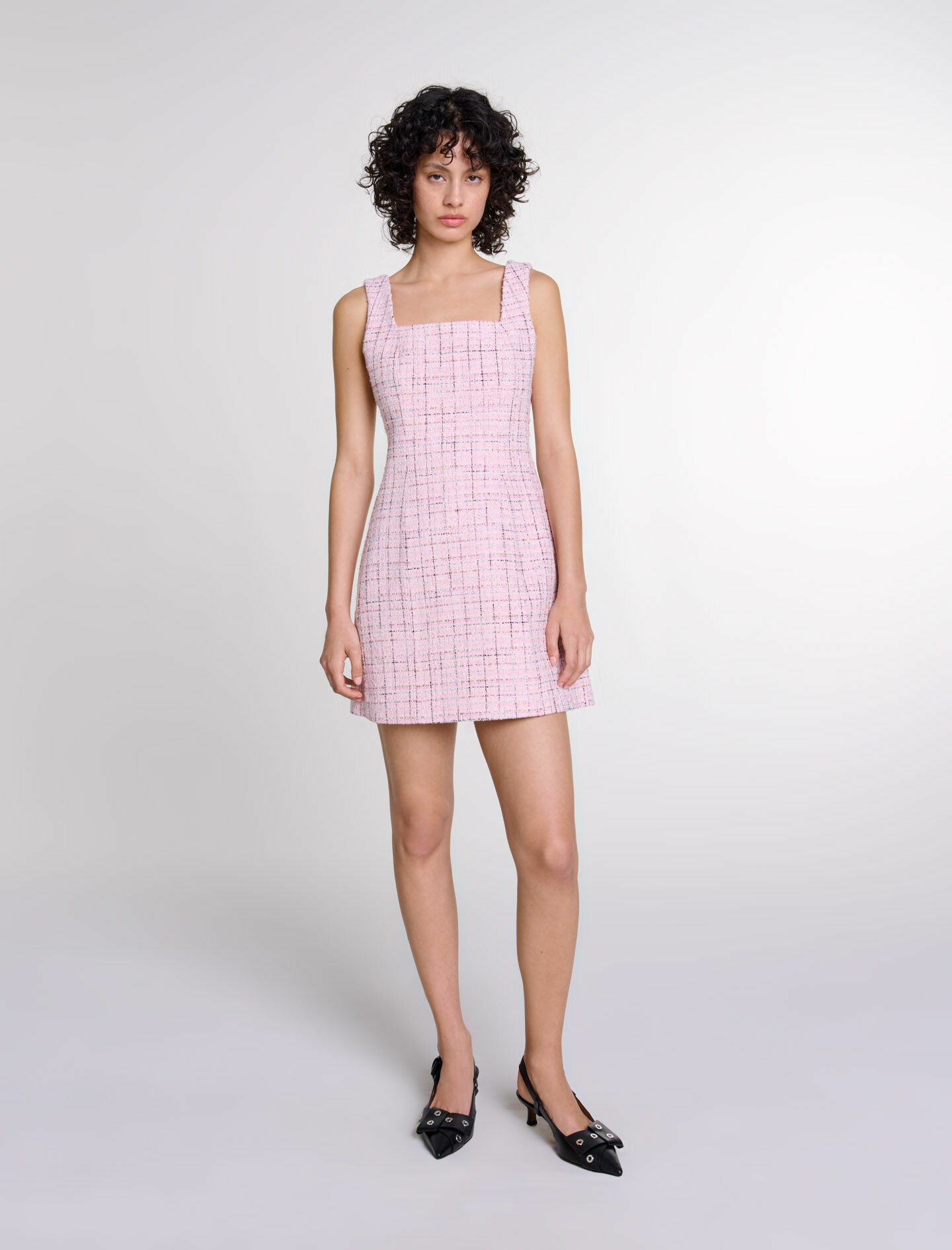 Robe sans manches en tweed