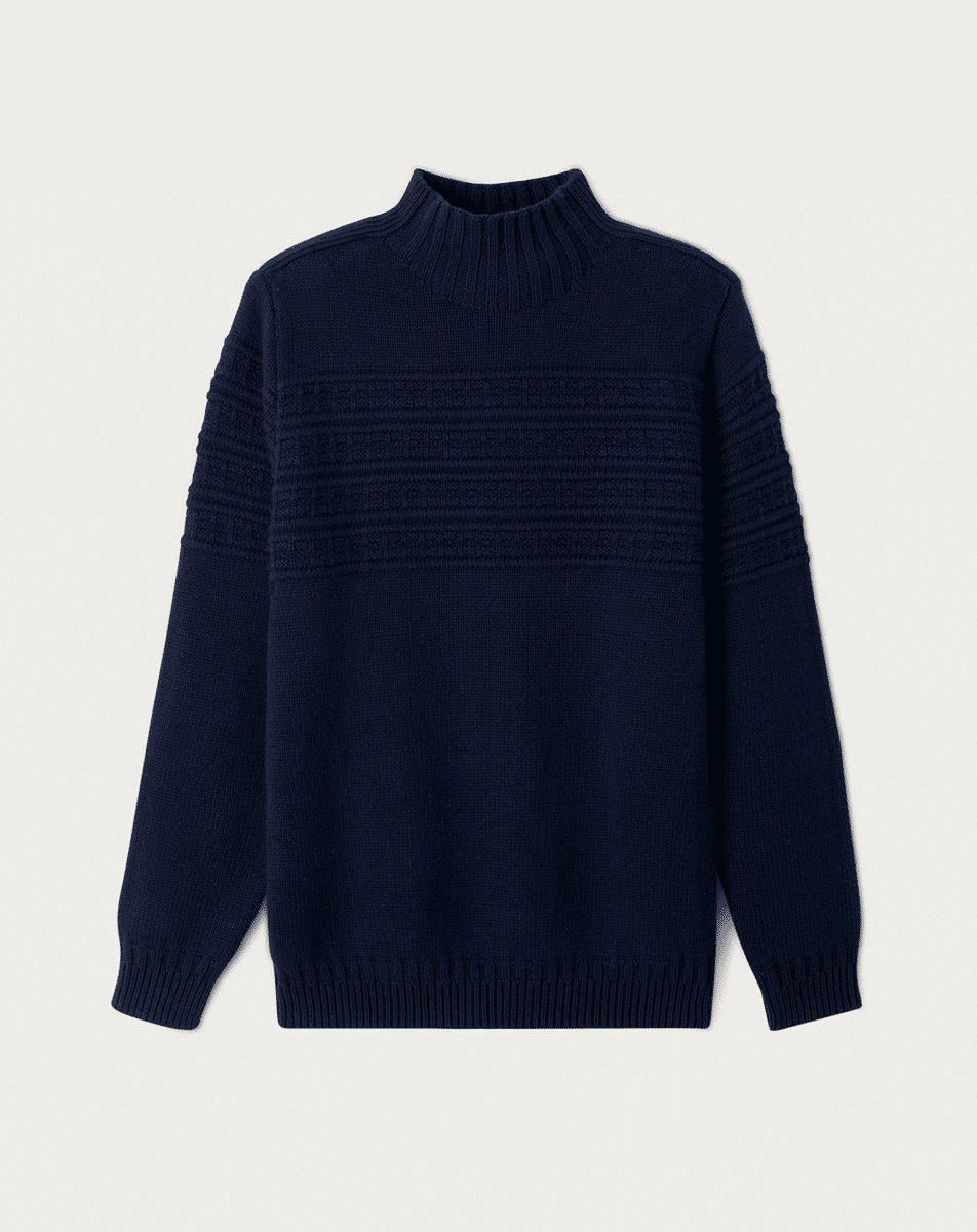 Col montant à même point Guernesey - Homme - MARINE