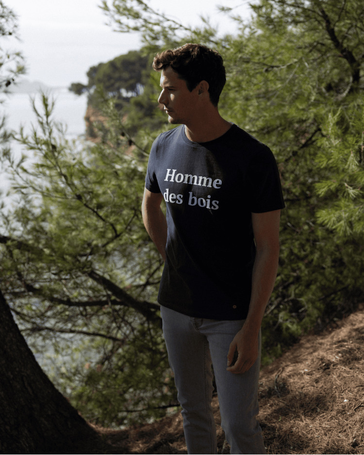 T-shirt col rond bleu marine Homme des bois