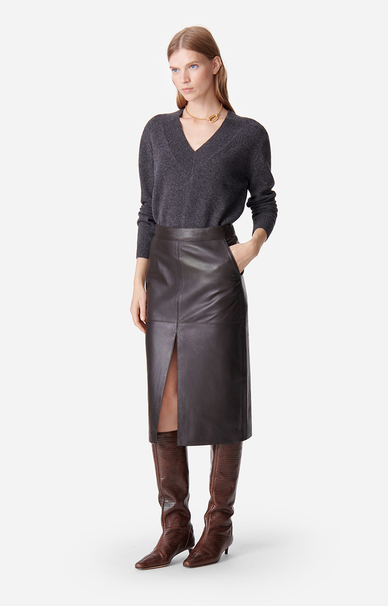 Jupe Dayna En Cuir D'Agneau Mélangé