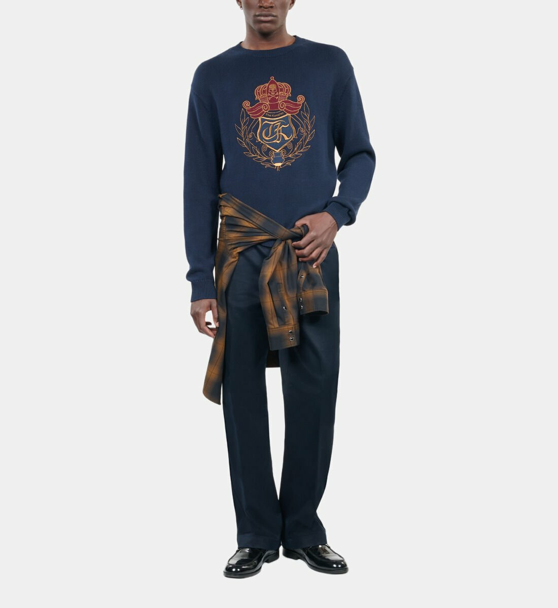 Pull En Coton Bleu Marine Homme