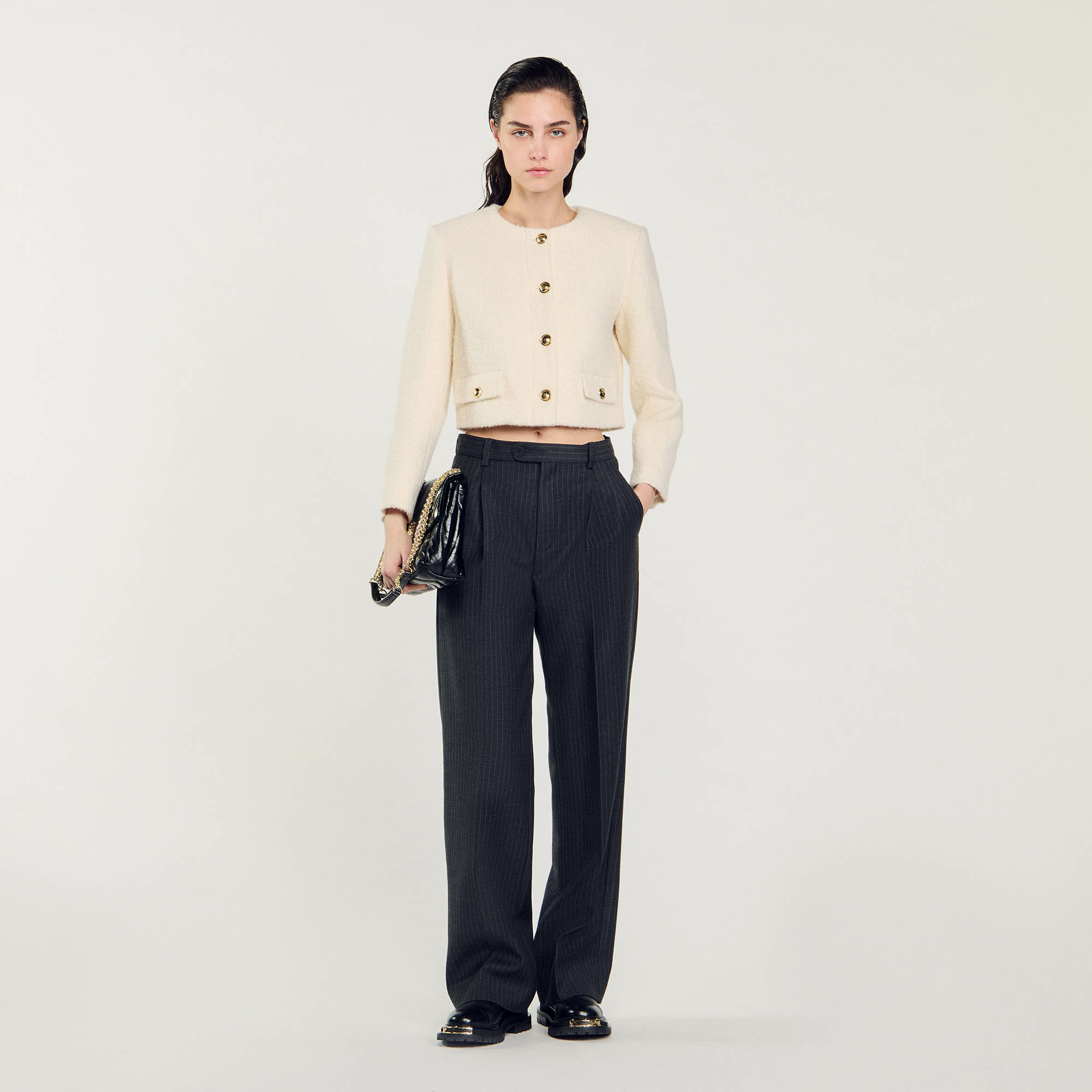 Veste courte en tissu bouclé