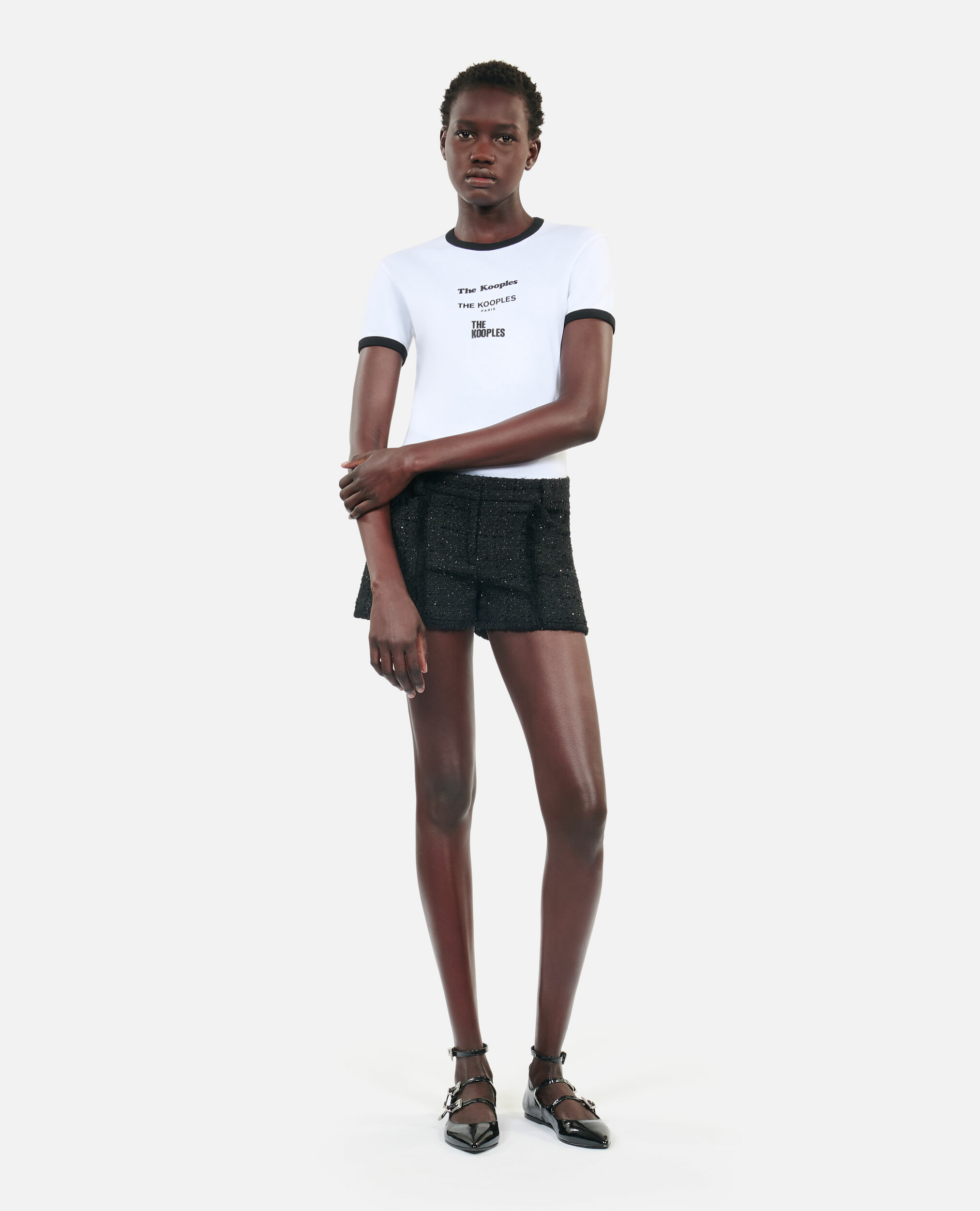Short Noir En Tweed Femme