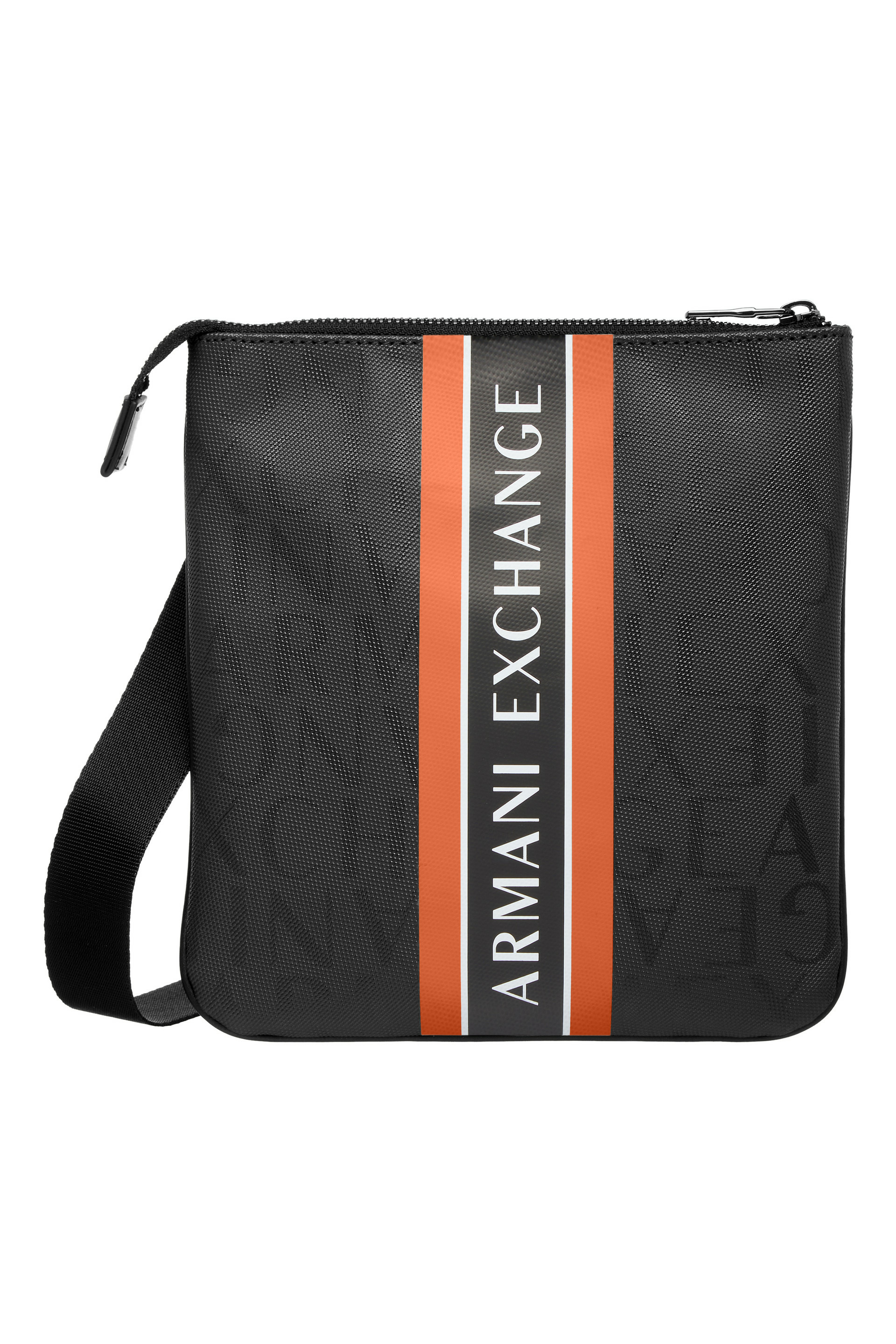 Sac à bandoulière plat pour homme - noir/orange