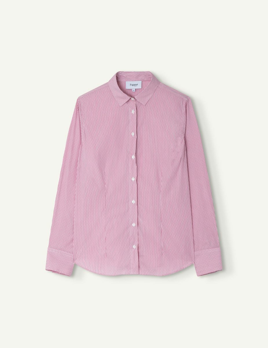 Chemise Anais en popeline rayée rouge