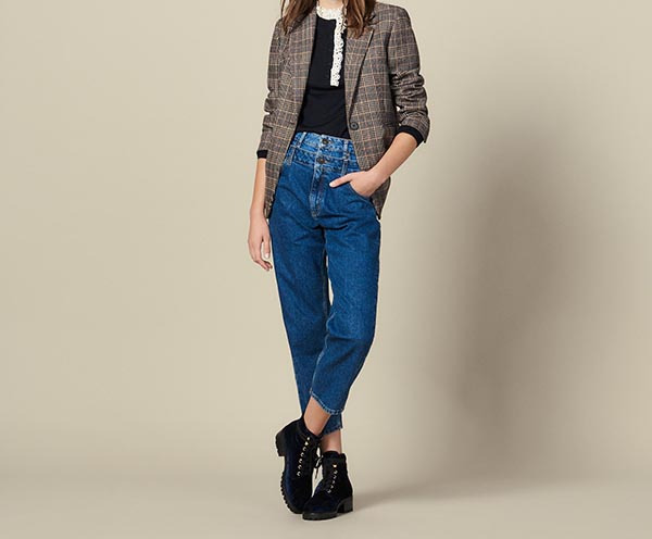 Jean mom double ceinture