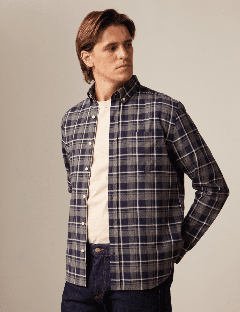 Chemise gabriel à carreaux marine