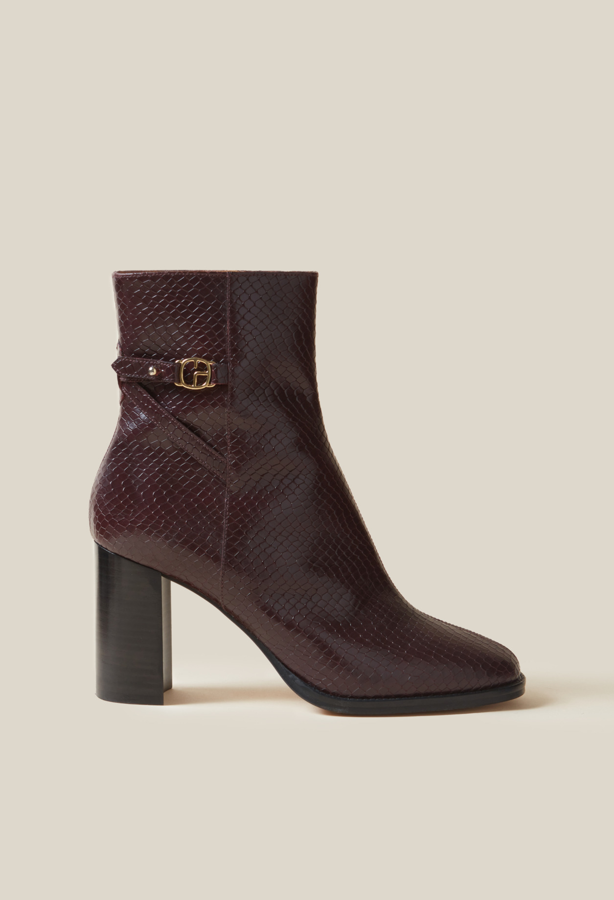 Bottines effet serpent cuir vernis