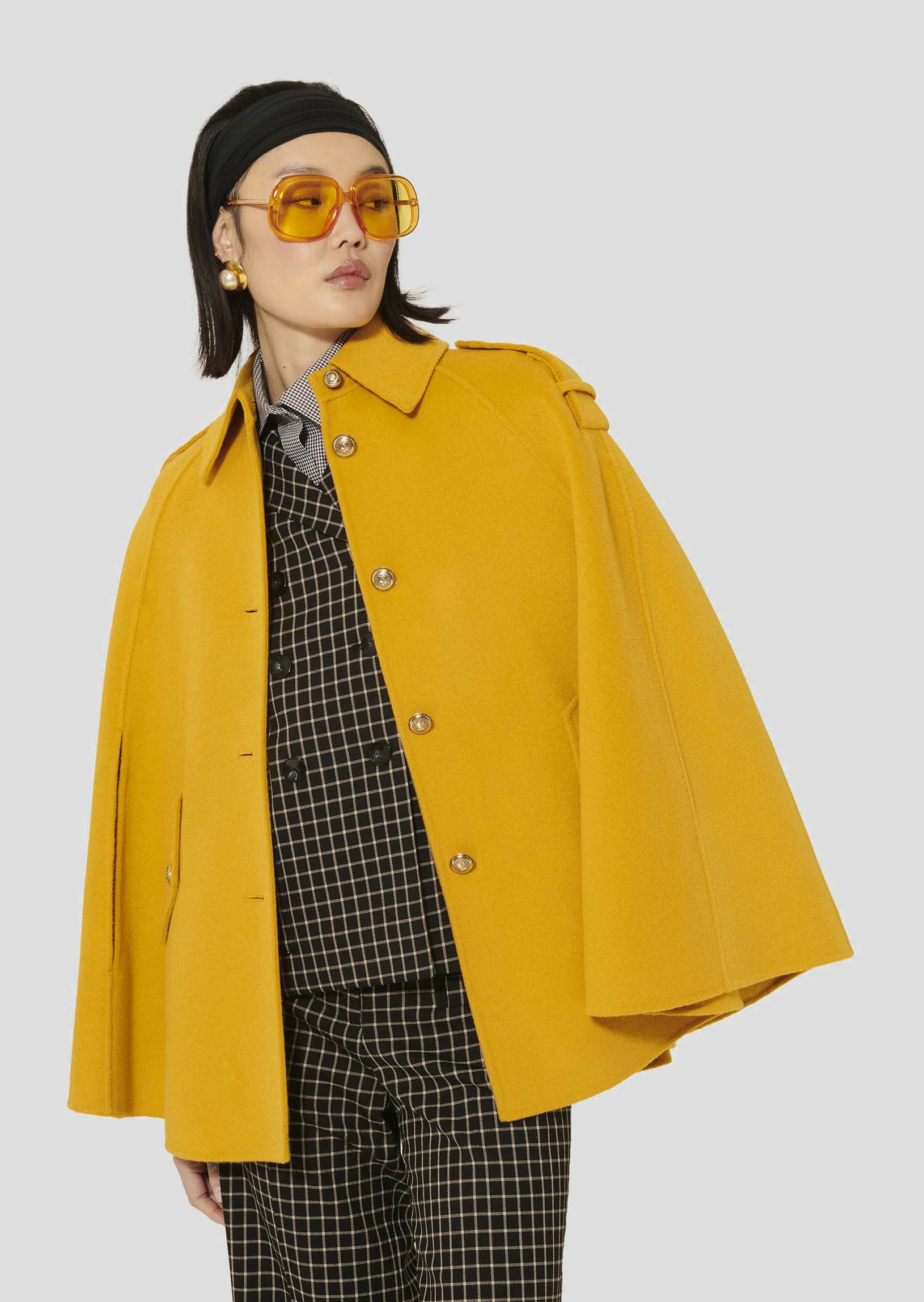 Manteau Majorelle-Jaune Citron en Laine