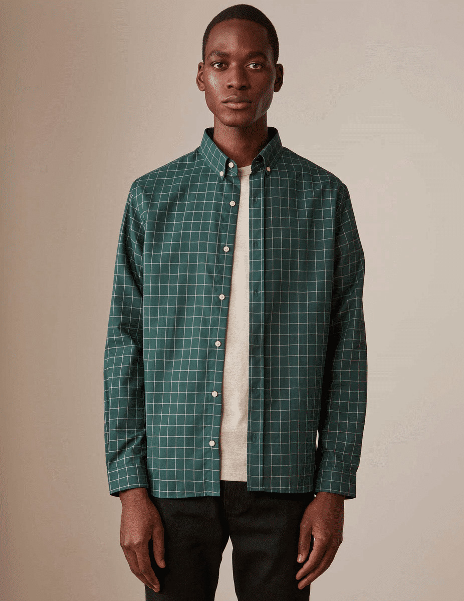 Chemise gaspard à carreaux verts