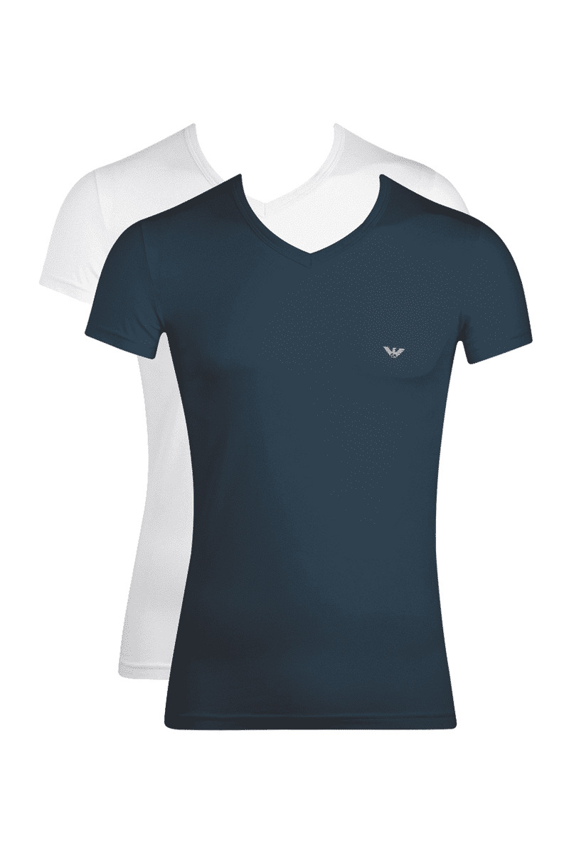 Lot de 2 t-shirts en tricot pour homme - blanc/marine