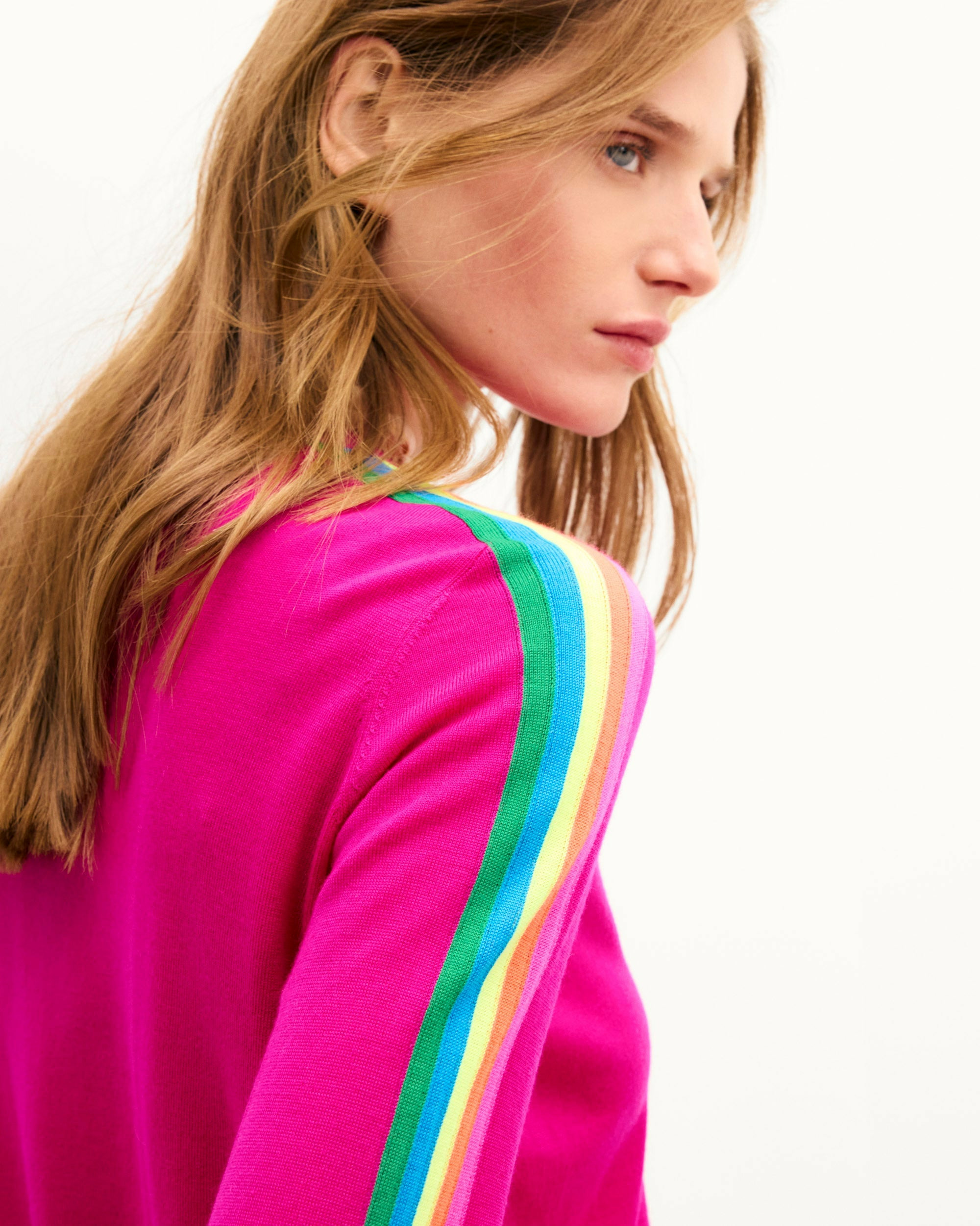 Pull Col Rond Bandes Multicolores