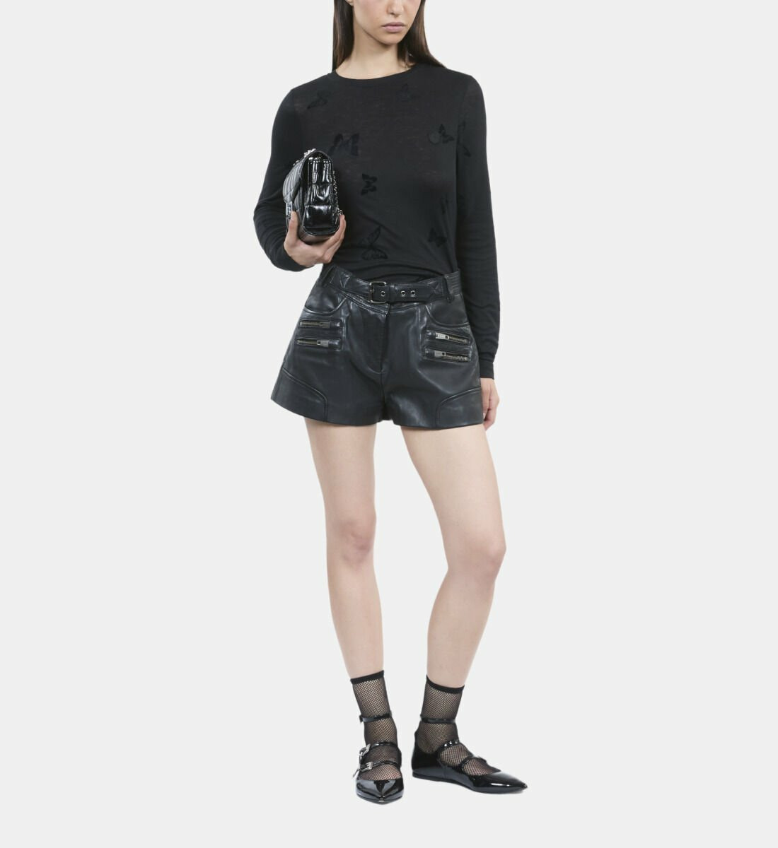 T-Shirt Manches Longues Noir Femme