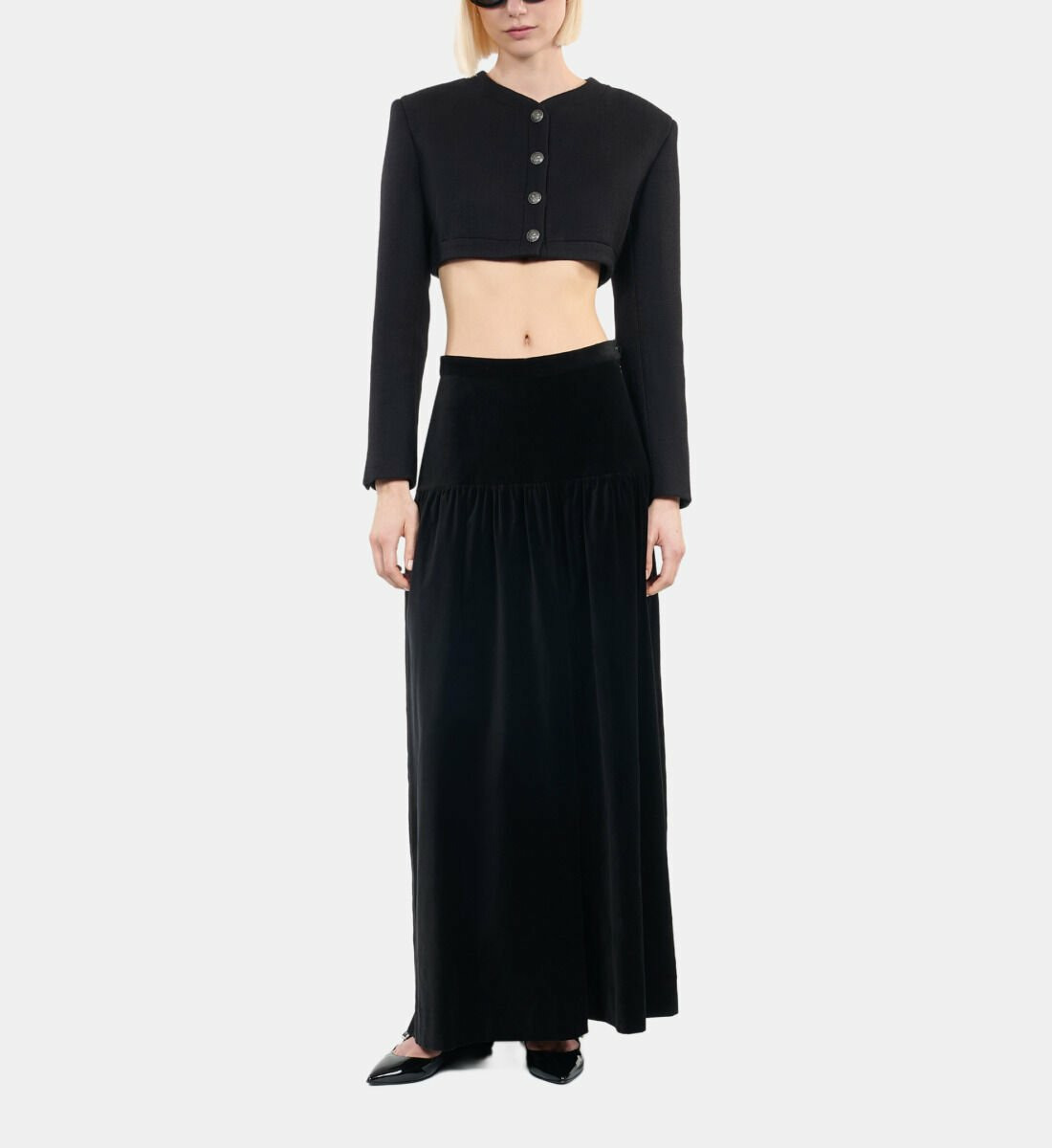 Veste En Laine Et Coton Noire Femme