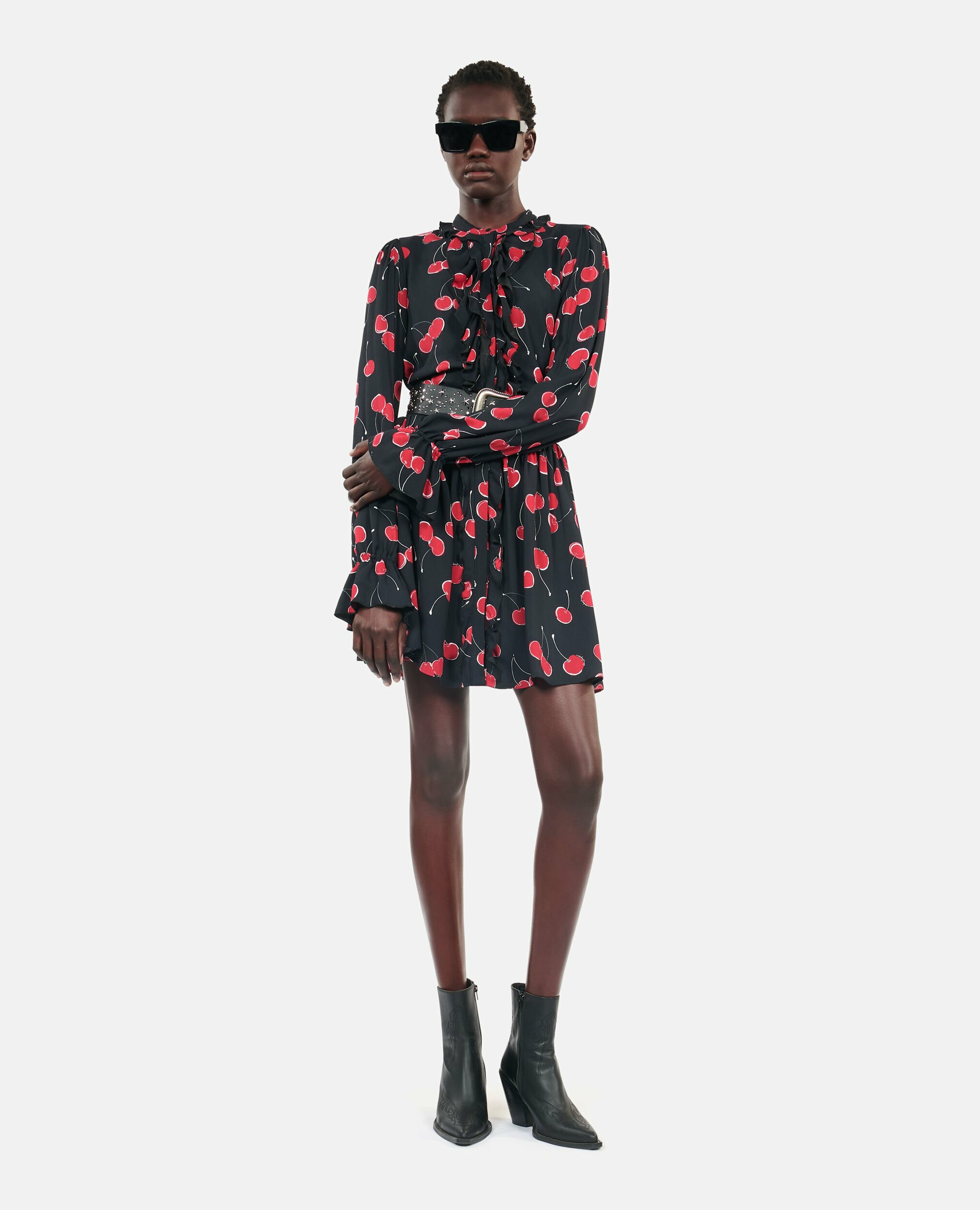Robe Courte Avec Imprimé Cerise Femme