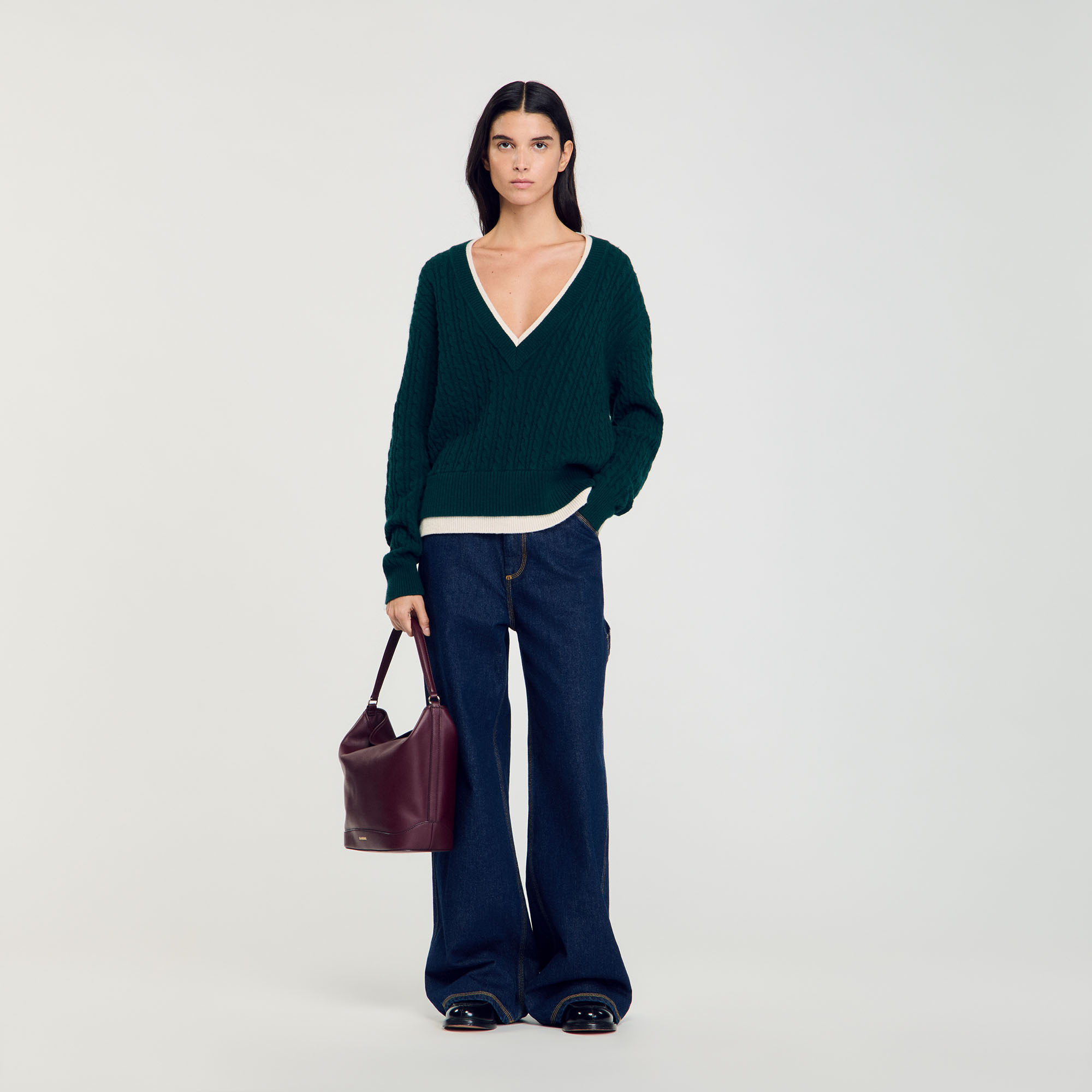 Pull 2 en 1 en maille torsadée