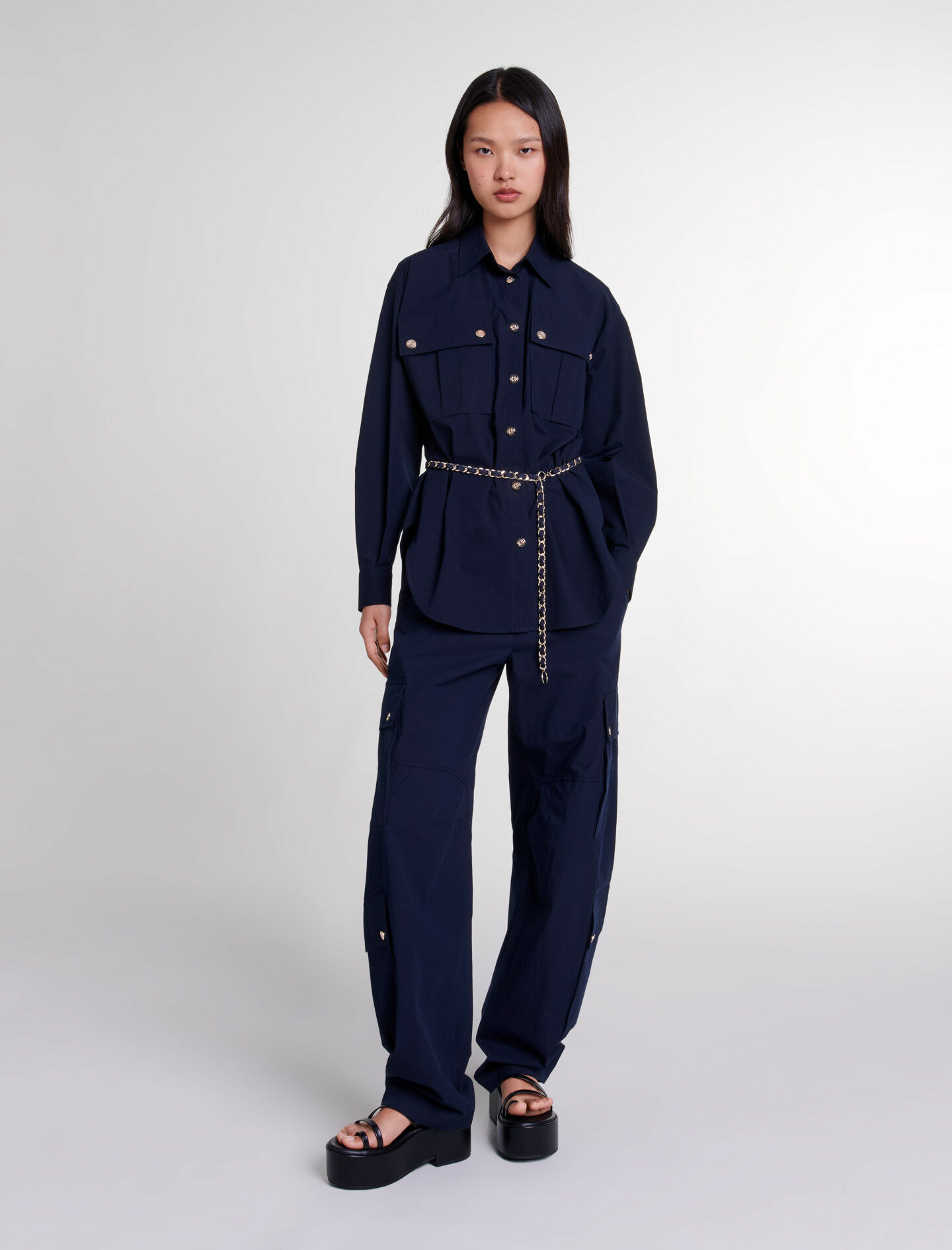 Chemise longue ceinturée