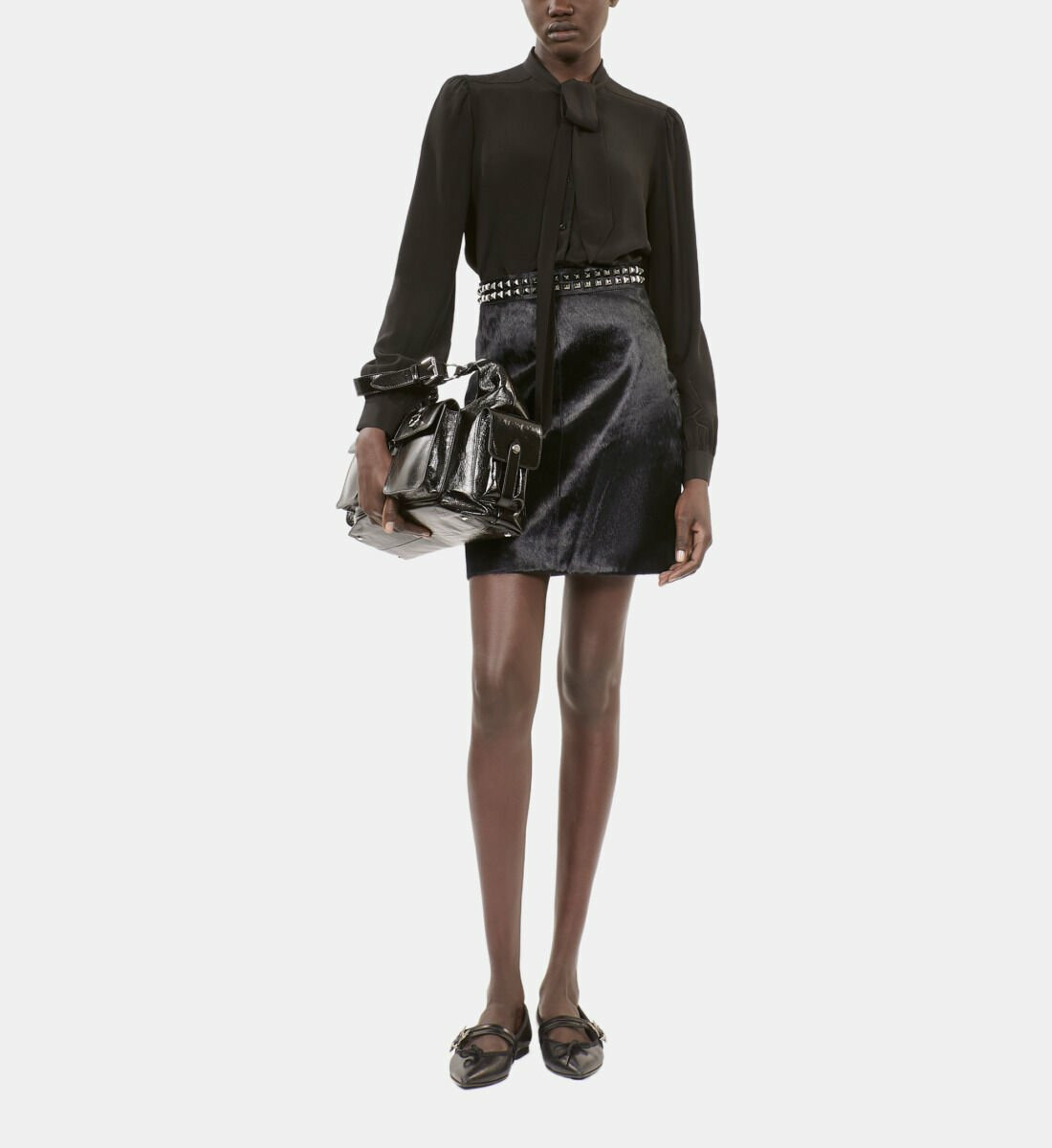 Jupe Courte En Cuir Noir Femme