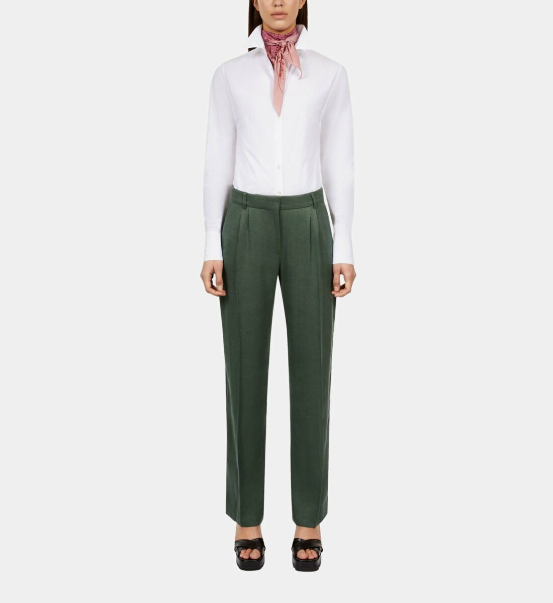Pantalon Tailleur Vert Femme
