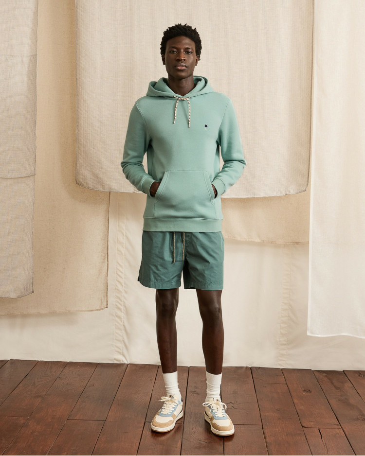 Sweat a capuche bleu-vert