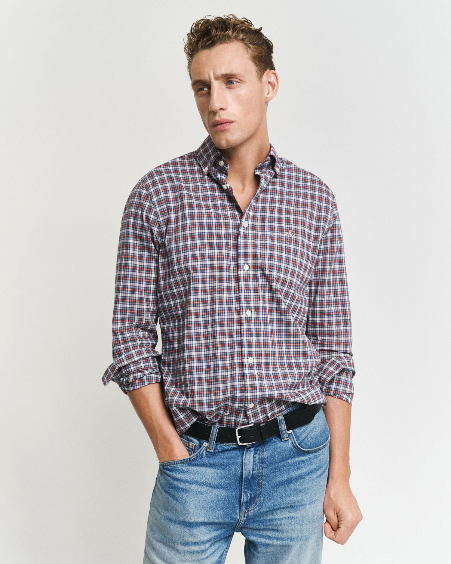 Chemise regular fit en popeline à motif écossais classique