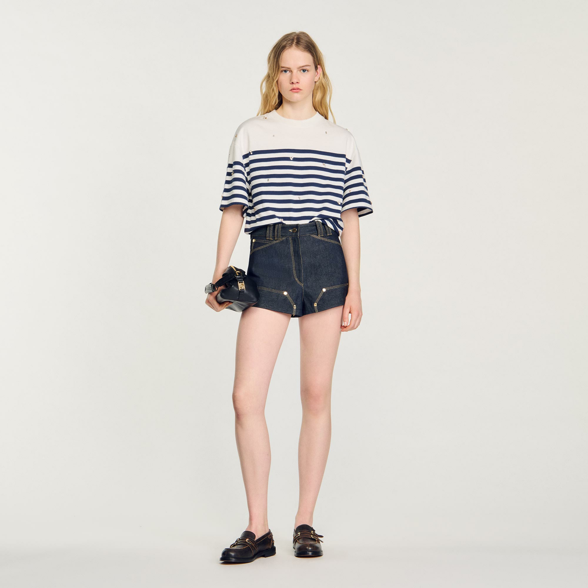 T-shirt marinière à strass