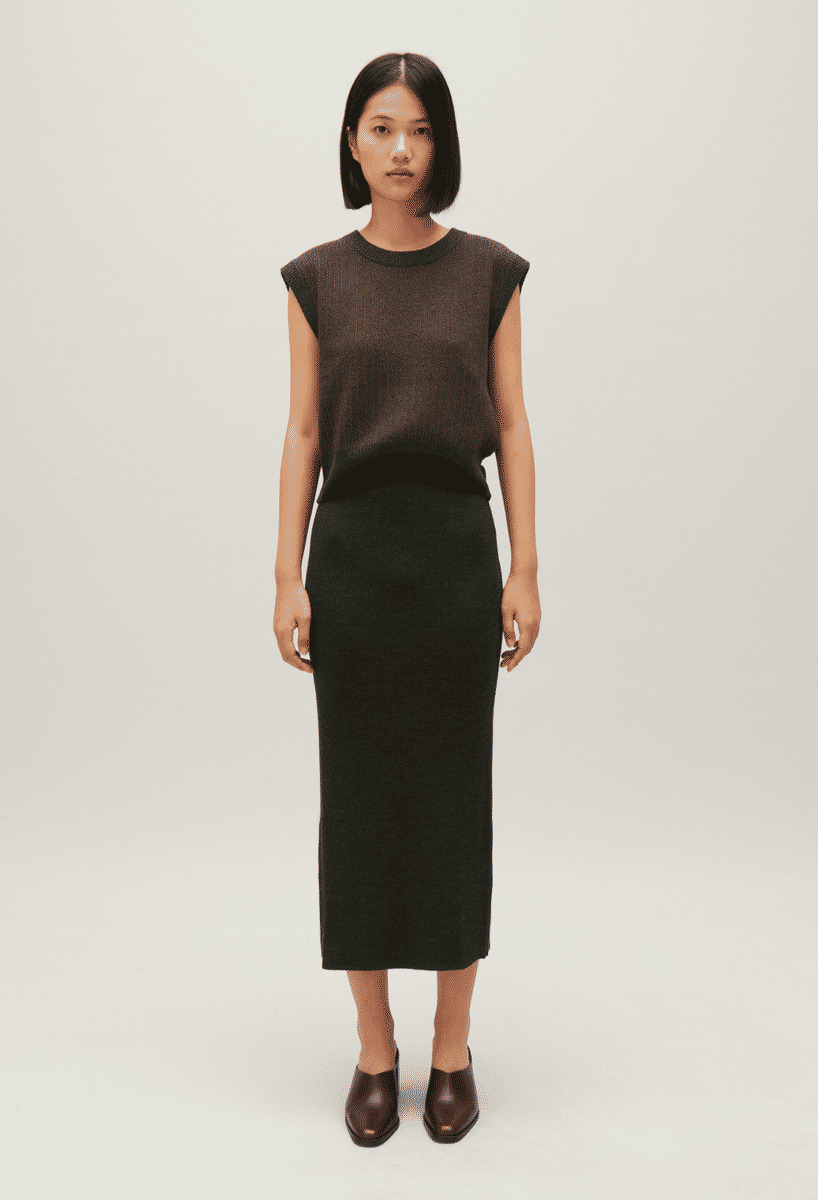 Pull sans manches maille rayée