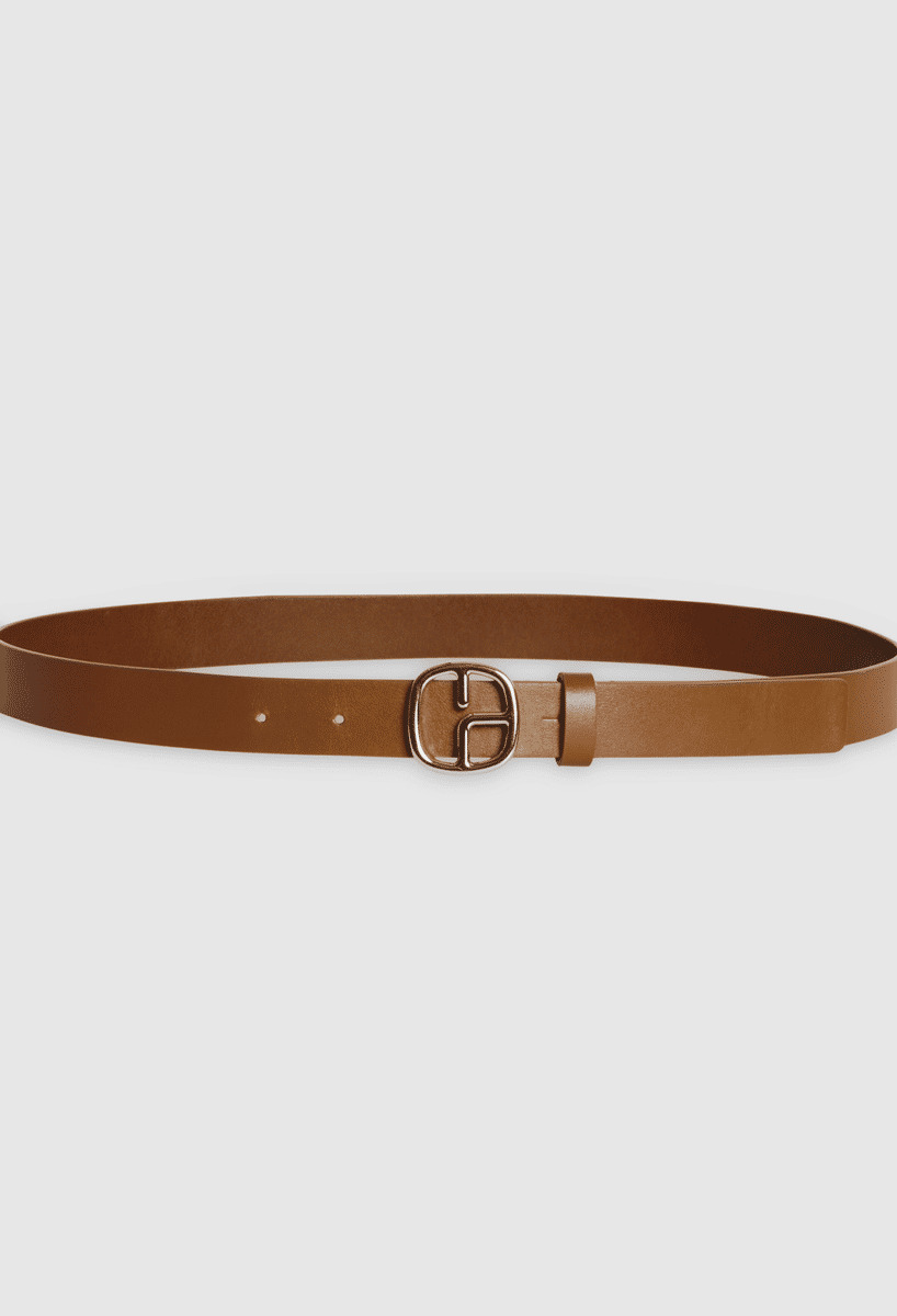 Ceinture cuir monogramme marron