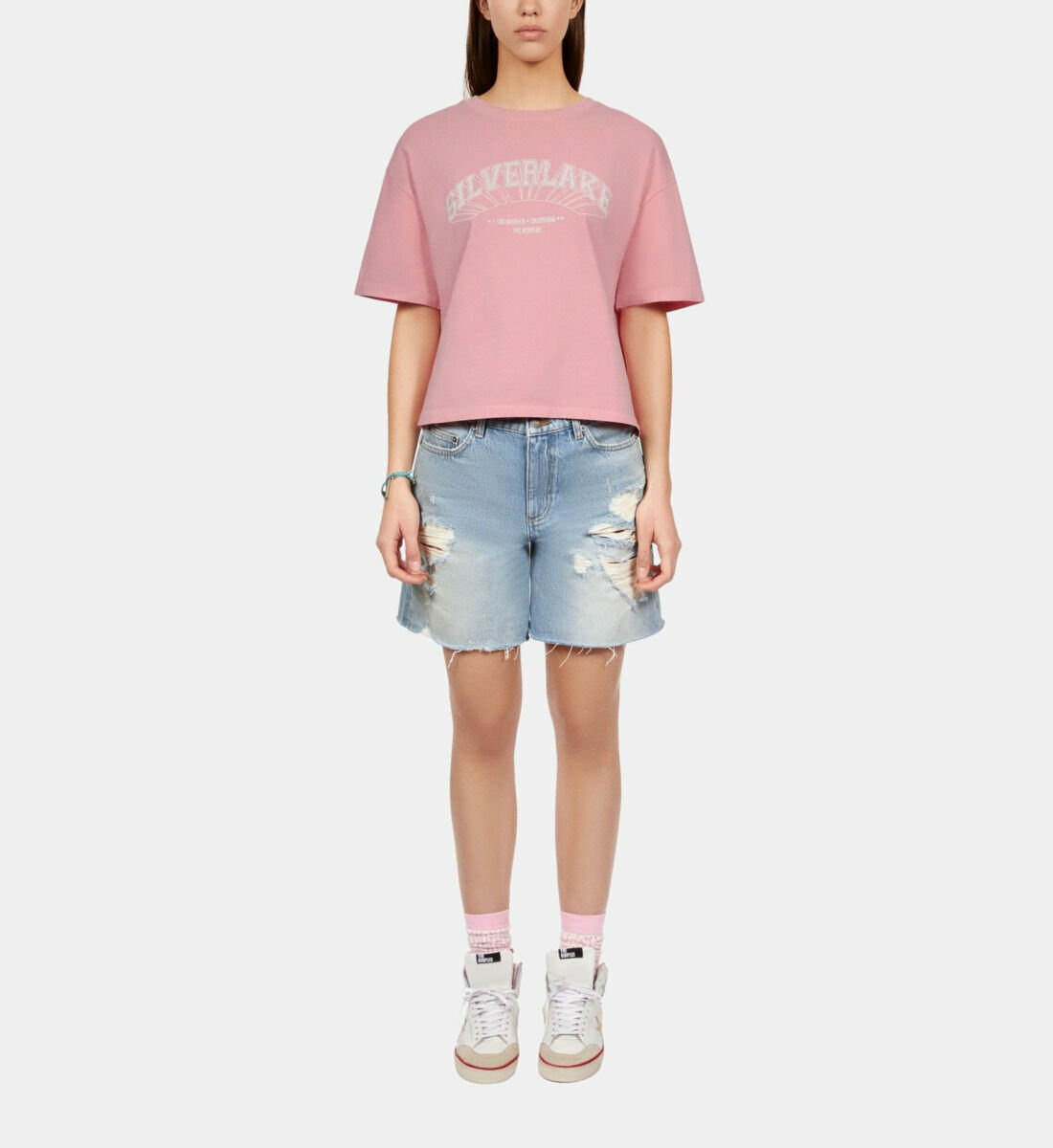 T-Shirt Rose Clair Avec Sérigraphie Silverlake Femme