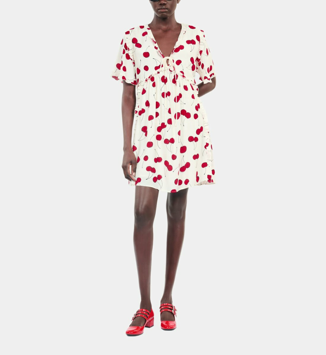 Robe Courte Avec Imprimé Cerise Femme