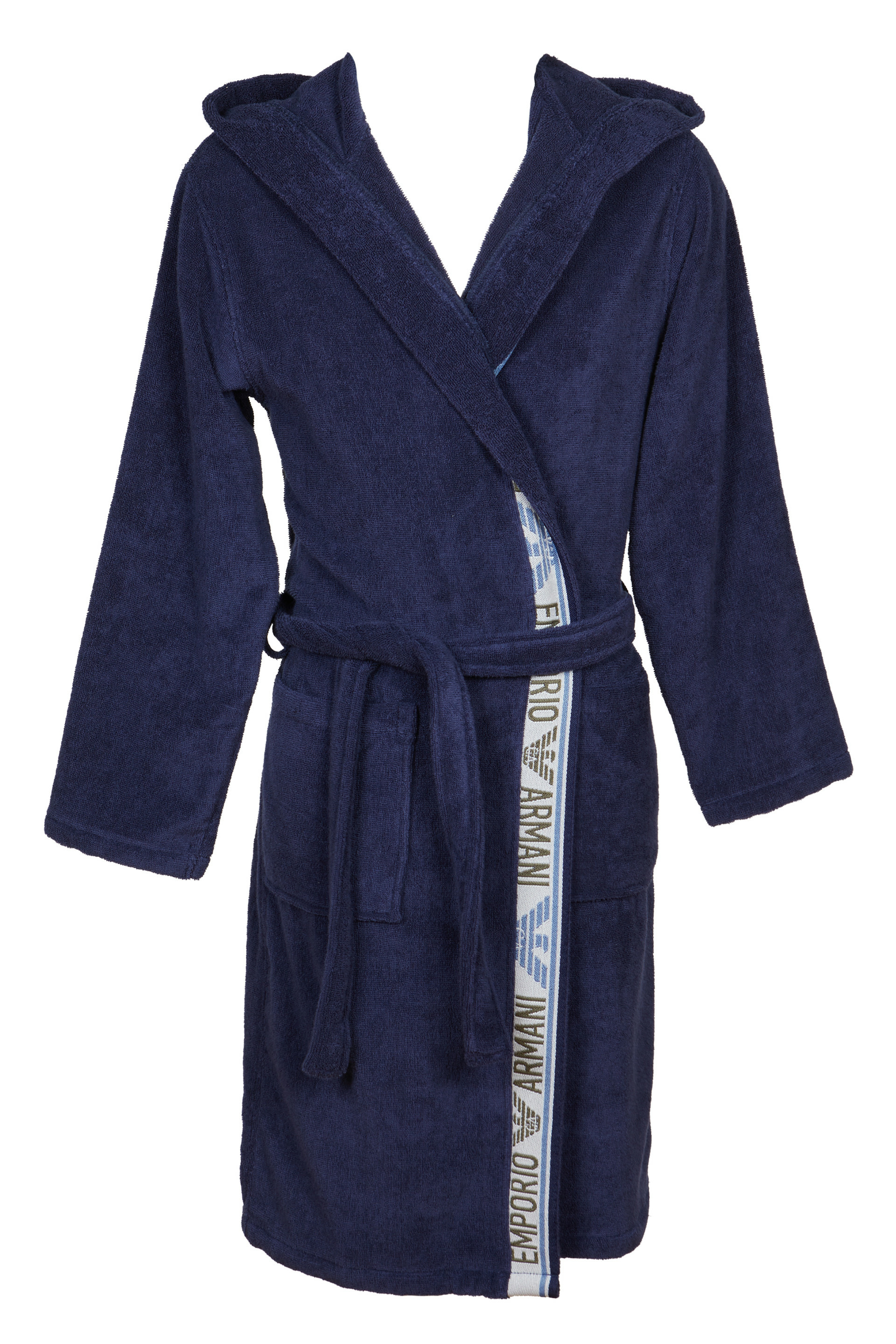 Peignoir de bain tissé unisexe - bleu marine