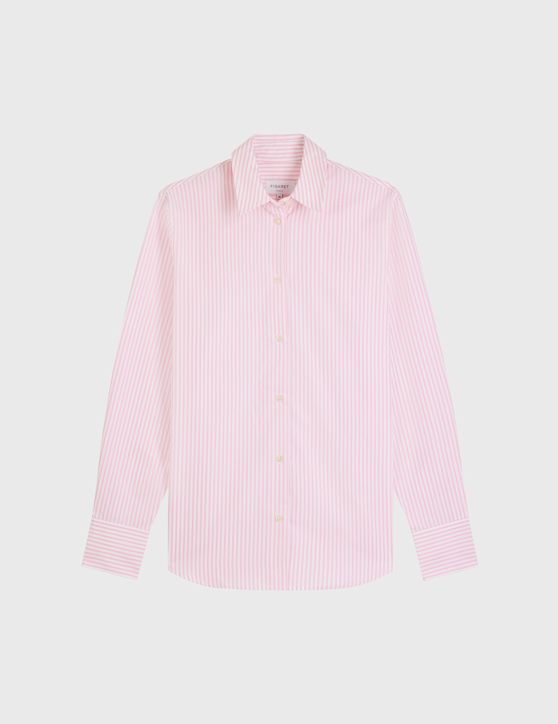 Chemise marion en popeline rayée rose