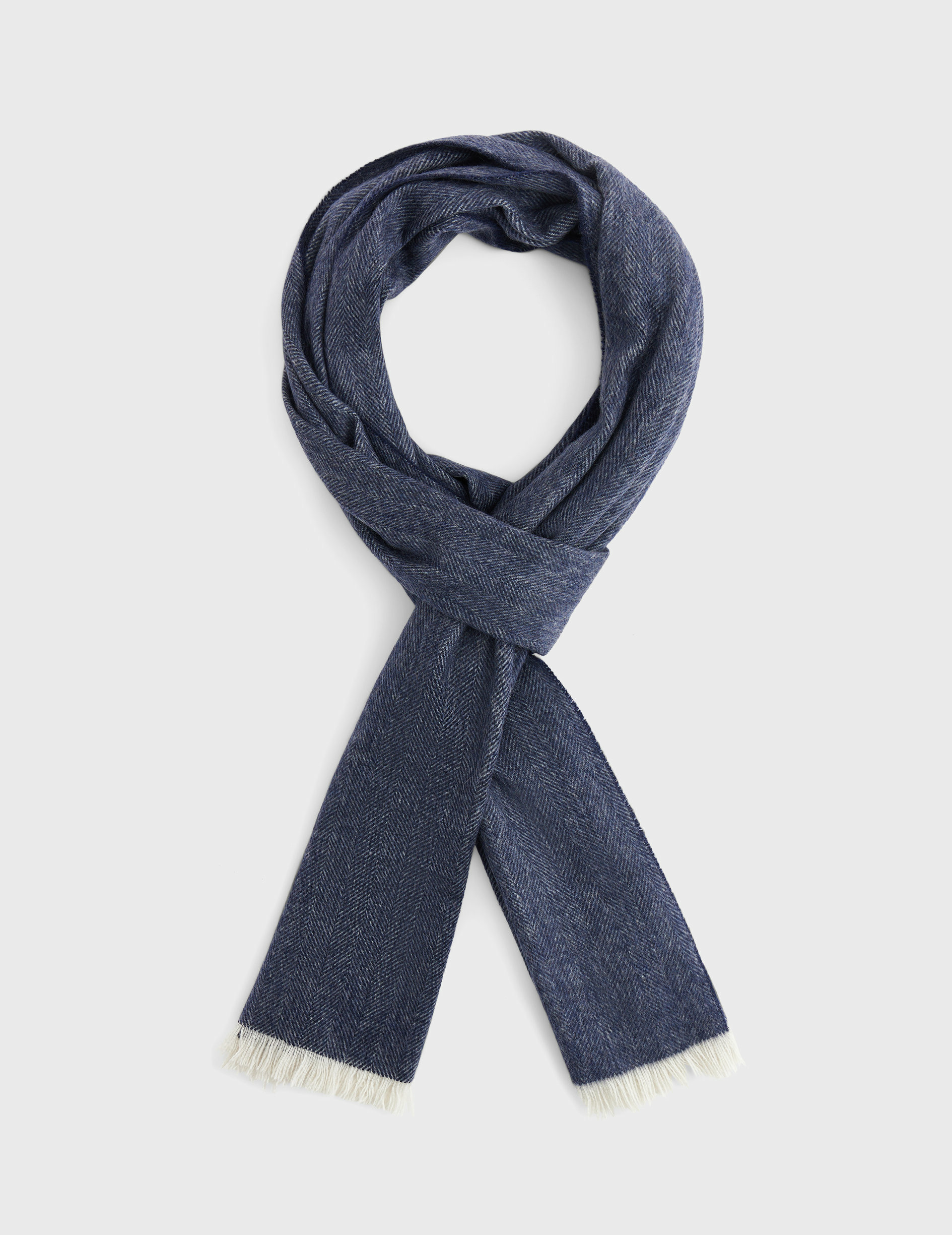 Echarpe en laine à motifs chevrons marine