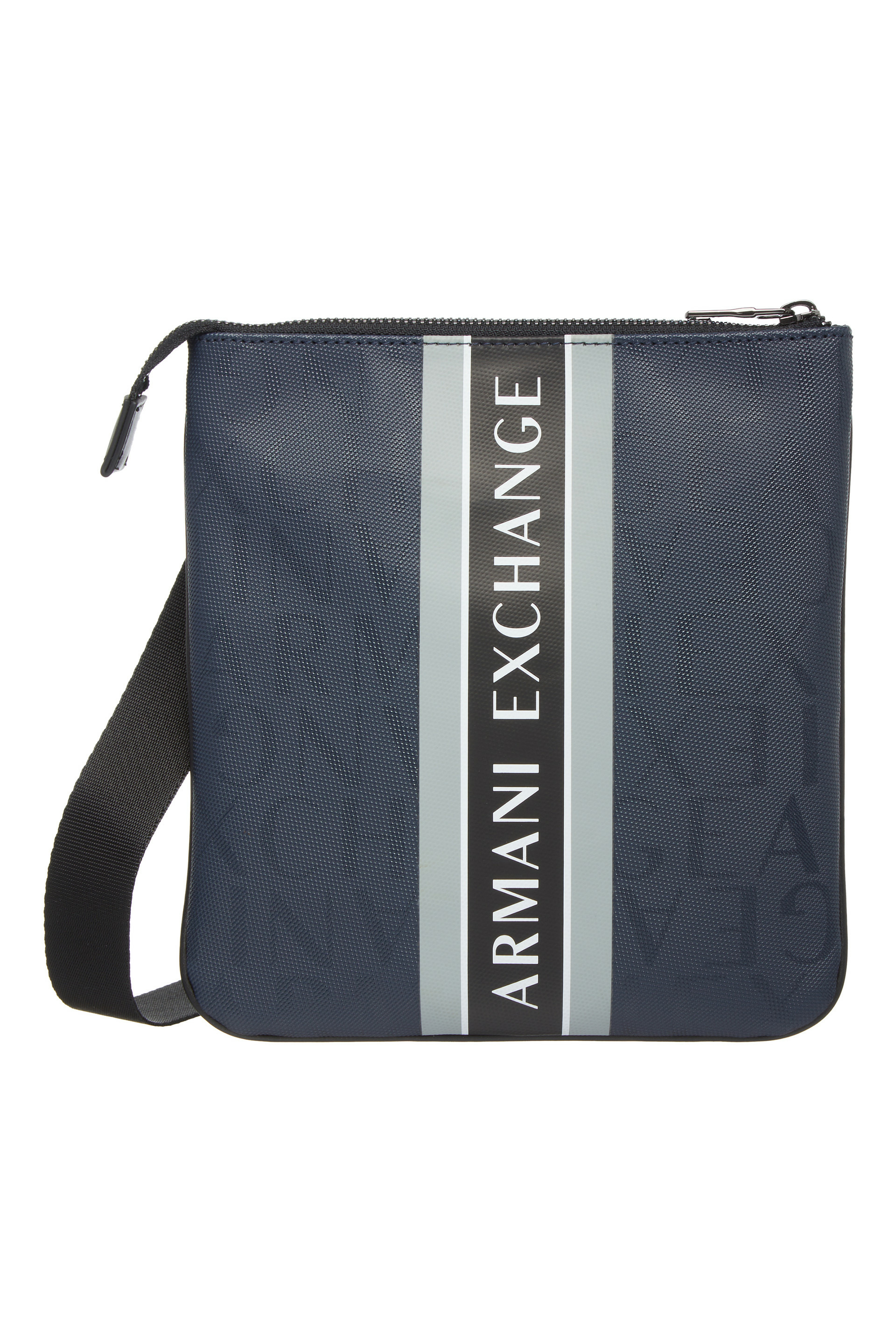 Sac bandoulière plat homme - bleu marine/gris mirage