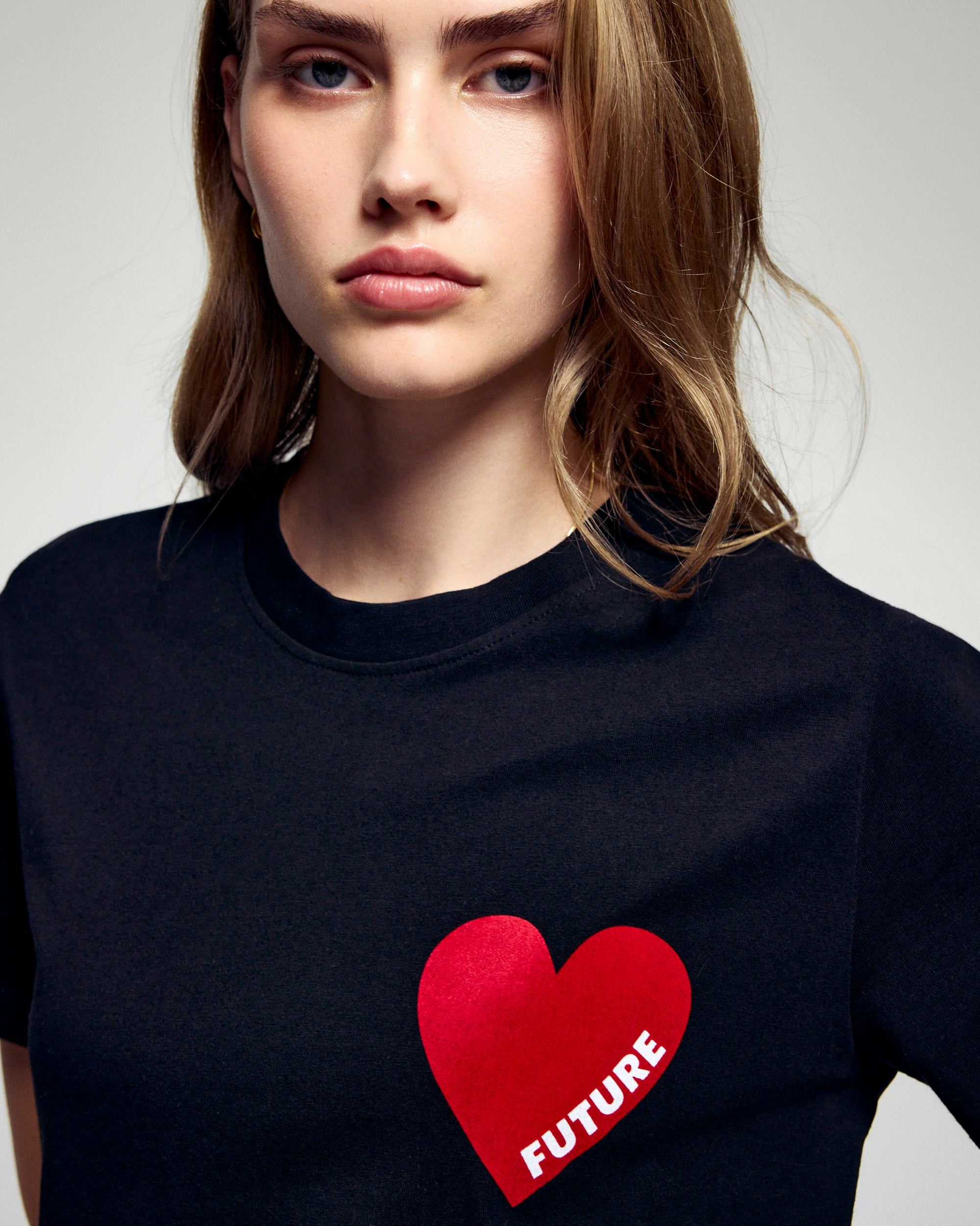 T-shirt Col Rond Manches Courtes Cœur