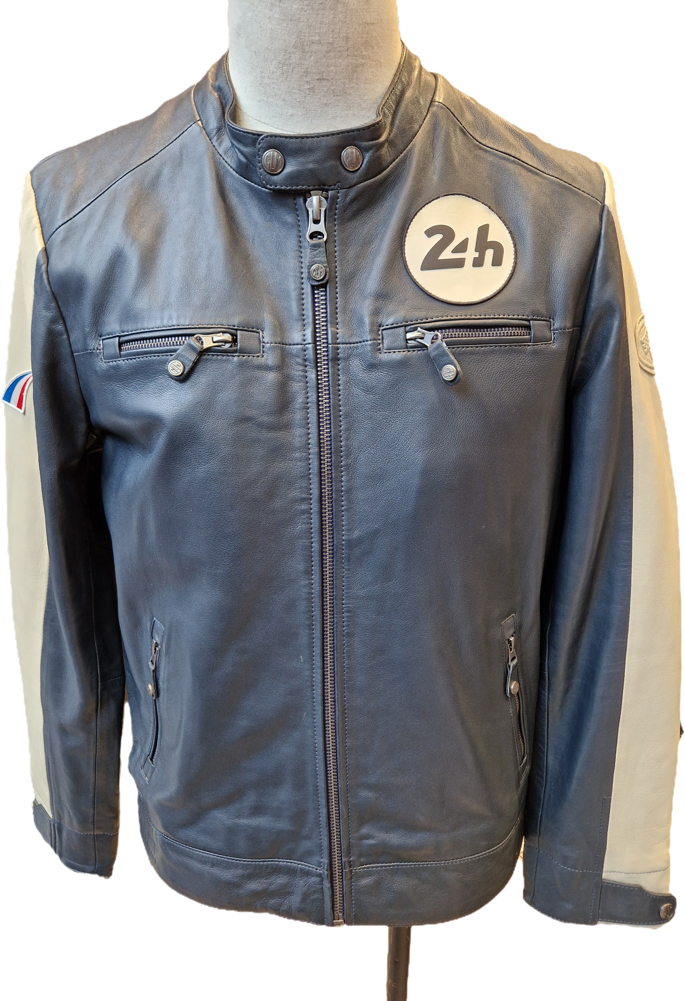 Blouson cuir 24H le mans Max navy