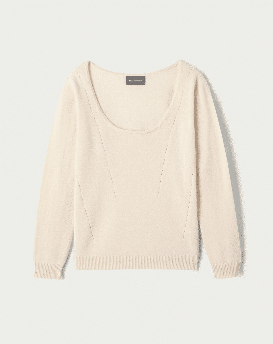 Col danseuse cintré lignes pointelle - Femme - CREAM