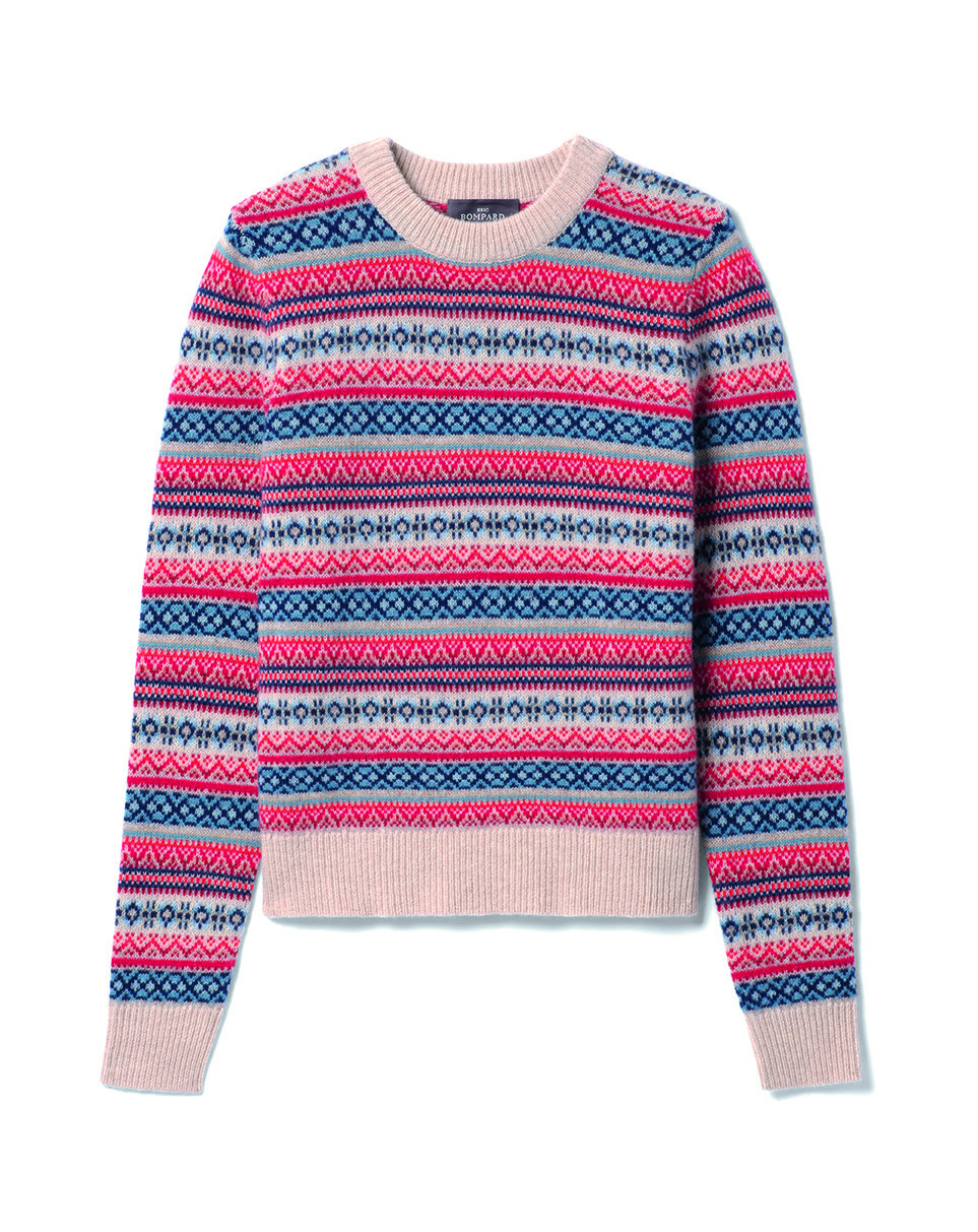 Pull col rond jacquard fairisle - Femme - AVOINE