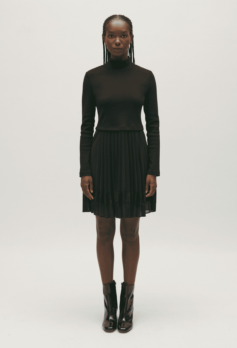 Robe Twist courte plissée noire