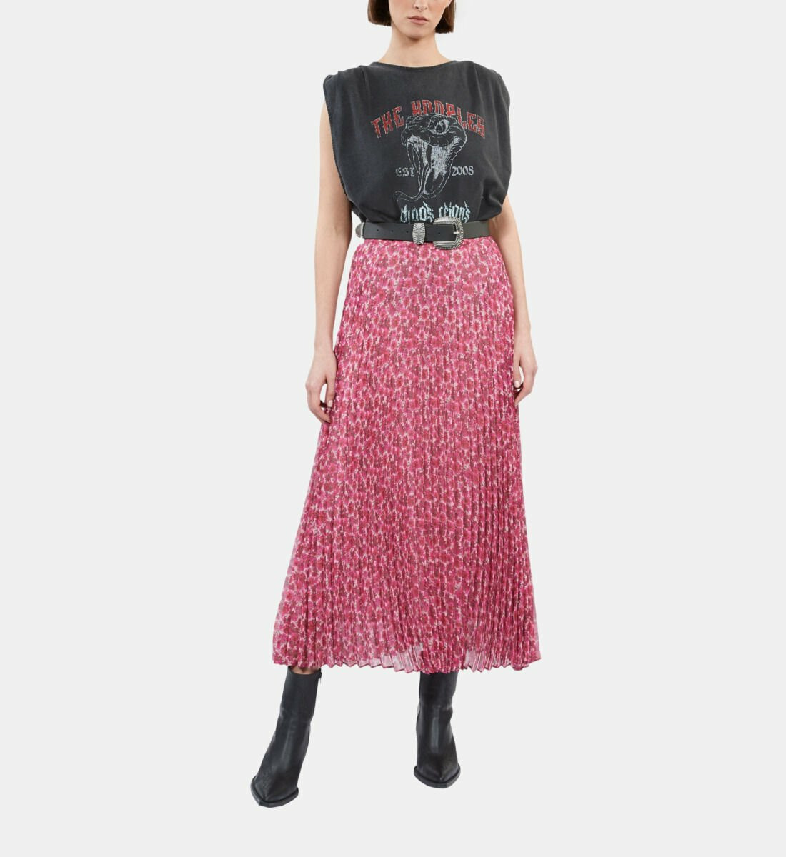 Jupe Longue Plissee Imprimee Femme