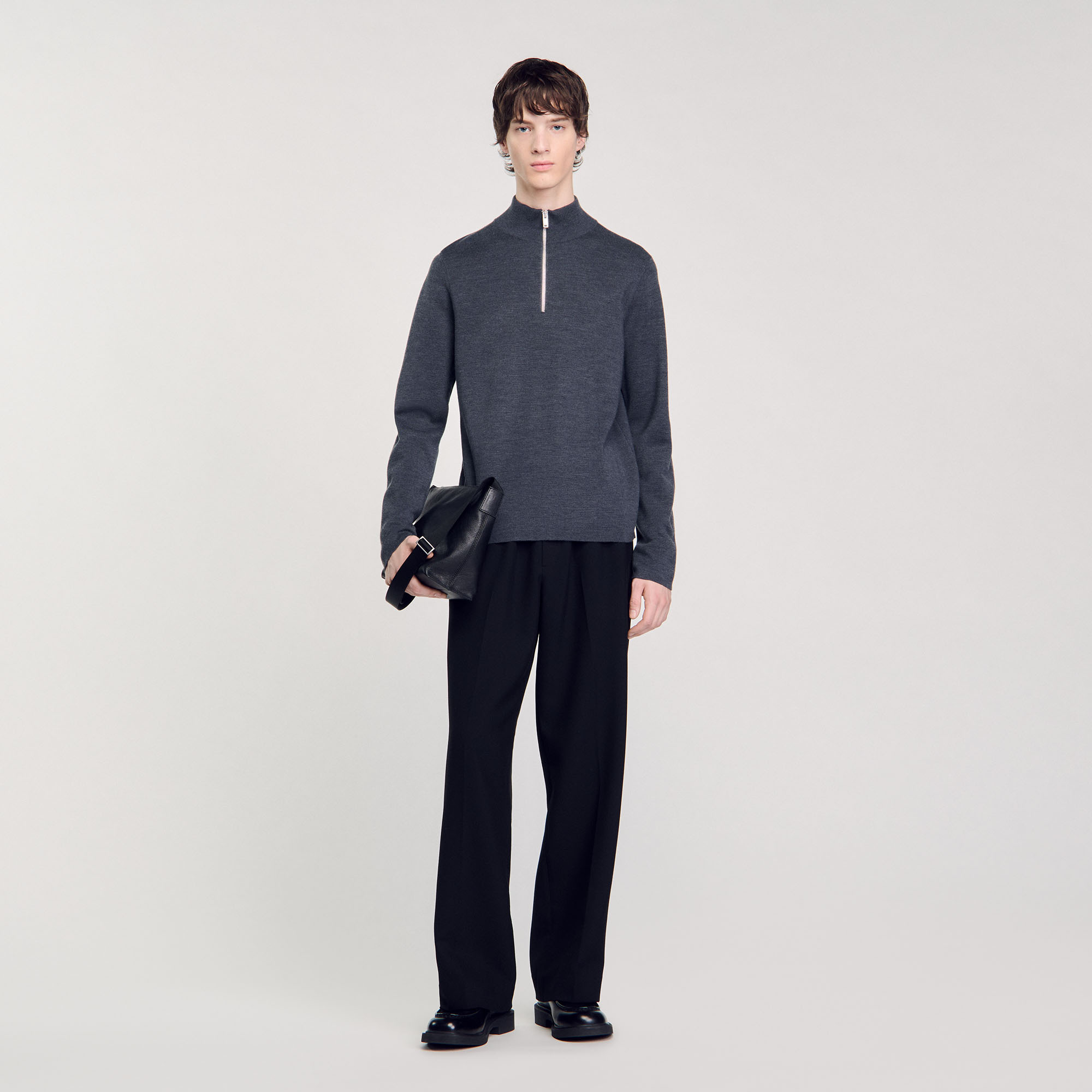 Pull en laine à col zippé