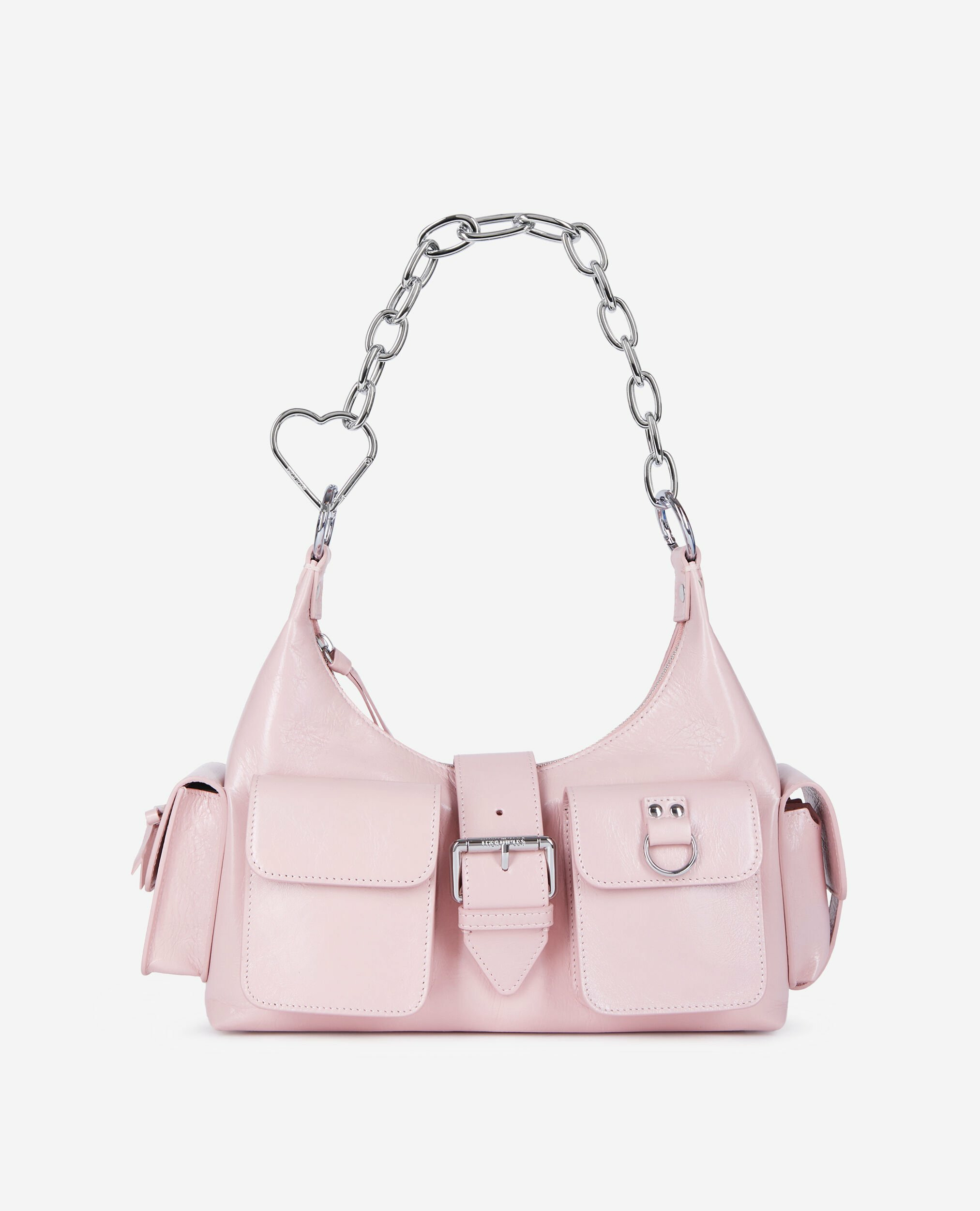 Sac Amelia Chaîne En Cuir Craquelé Rose