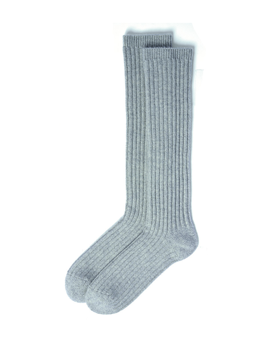 Chaussettes hautes à côtes - Accessoire - GRIS ARGENTE