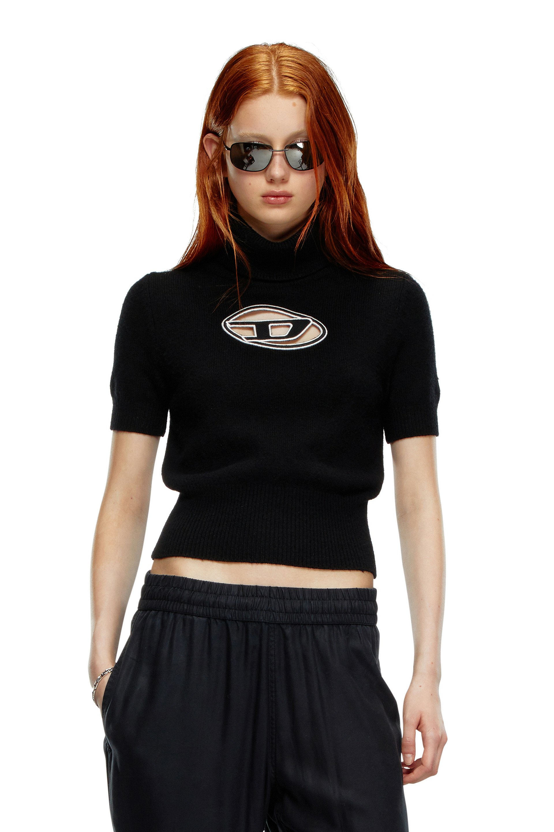 Pull à manches courtes avec logo effet découpé